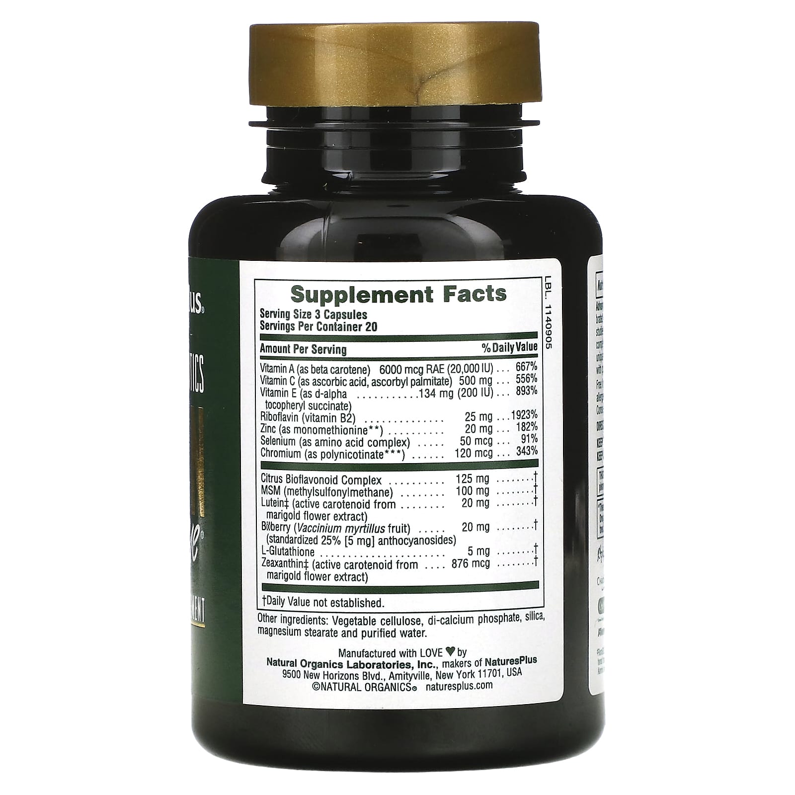 Nature's Plus, Advanced Therapeutics, Lutein, Rx-Eye, 60 Vegetarian Capsules UPC 097467050037 | Hilife Vitamins