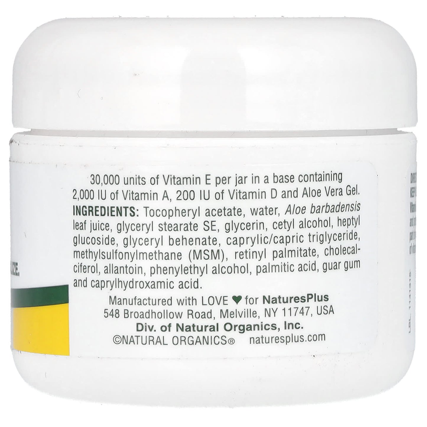 Nature's Plus, Vitamin E Cream, 30,000 IU, 2.2 OZ Cream UPC 097467059306 | Hilife Vitamins