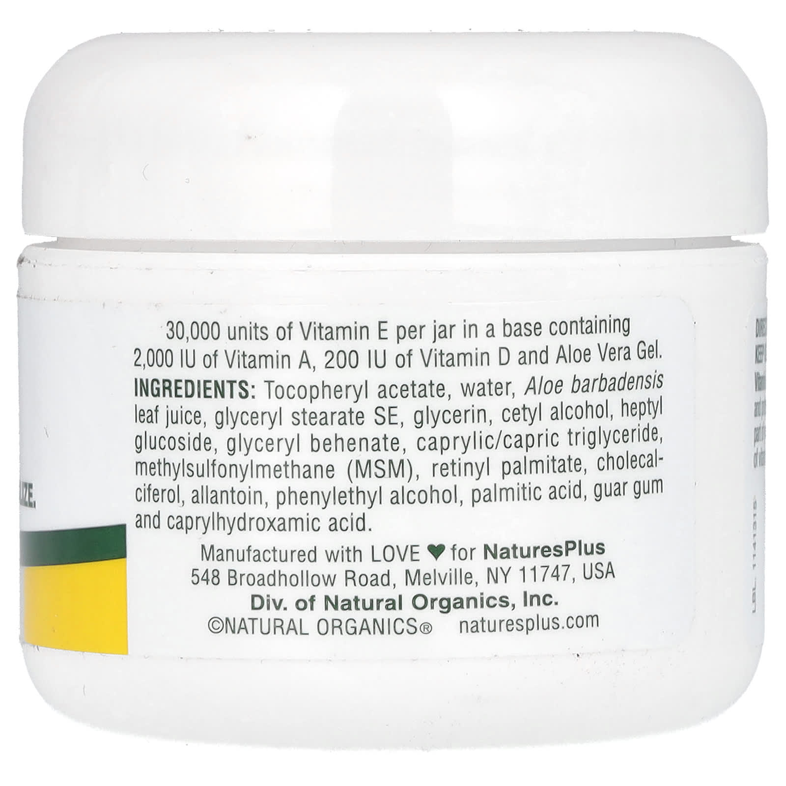 Nature's Plus, Vitamin E Cream, 30,000 IU, 2.2 OZ Cream UPC 097467059306 | Hilife Vitamins