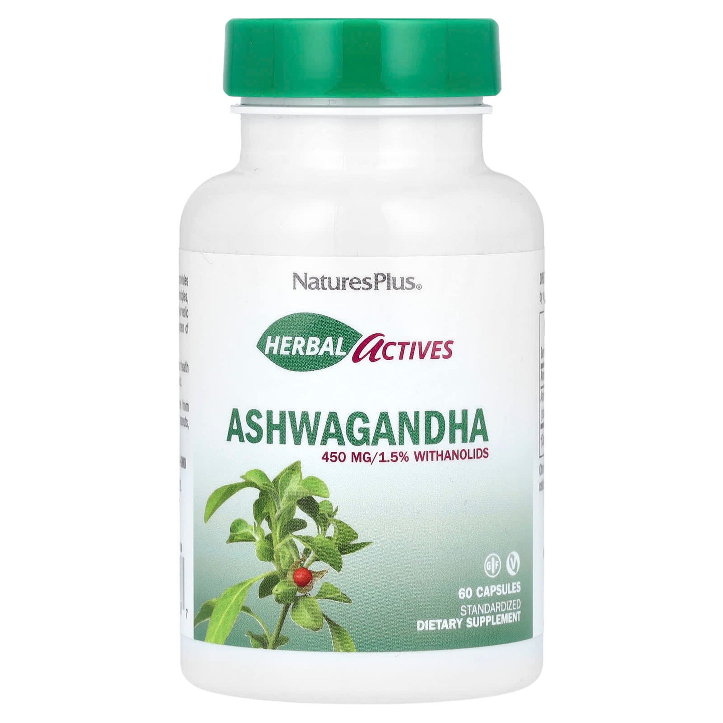 Nature's Plus, Ashwagandha 450 mg, 60 Vegetarian Capsules UPC 097467071087 | Hilife Vitamins