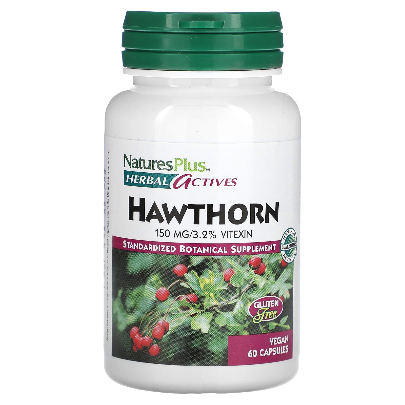Nature's Plus, English Hawthorne Berry 150 mg, 60 Vegetarian Capsules UPC 097467072008 | Hilife Vitamins