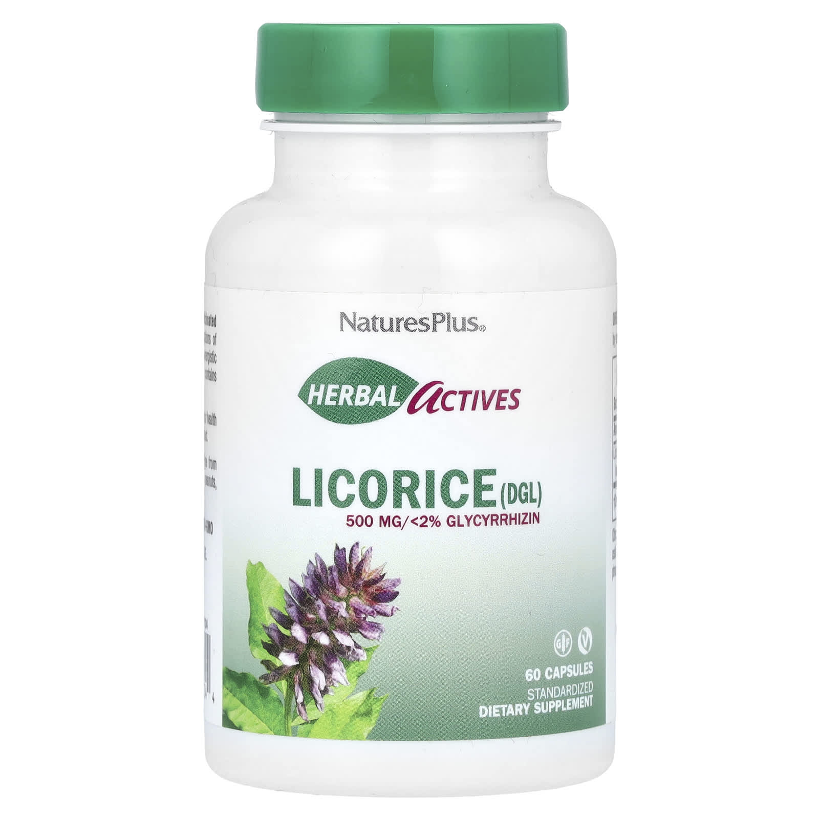 Nature's Plus, Herbal Actives, Licorice (DGL), 500 mg, 60 Capsules UPC 097467072244 | Hilife Vitamins