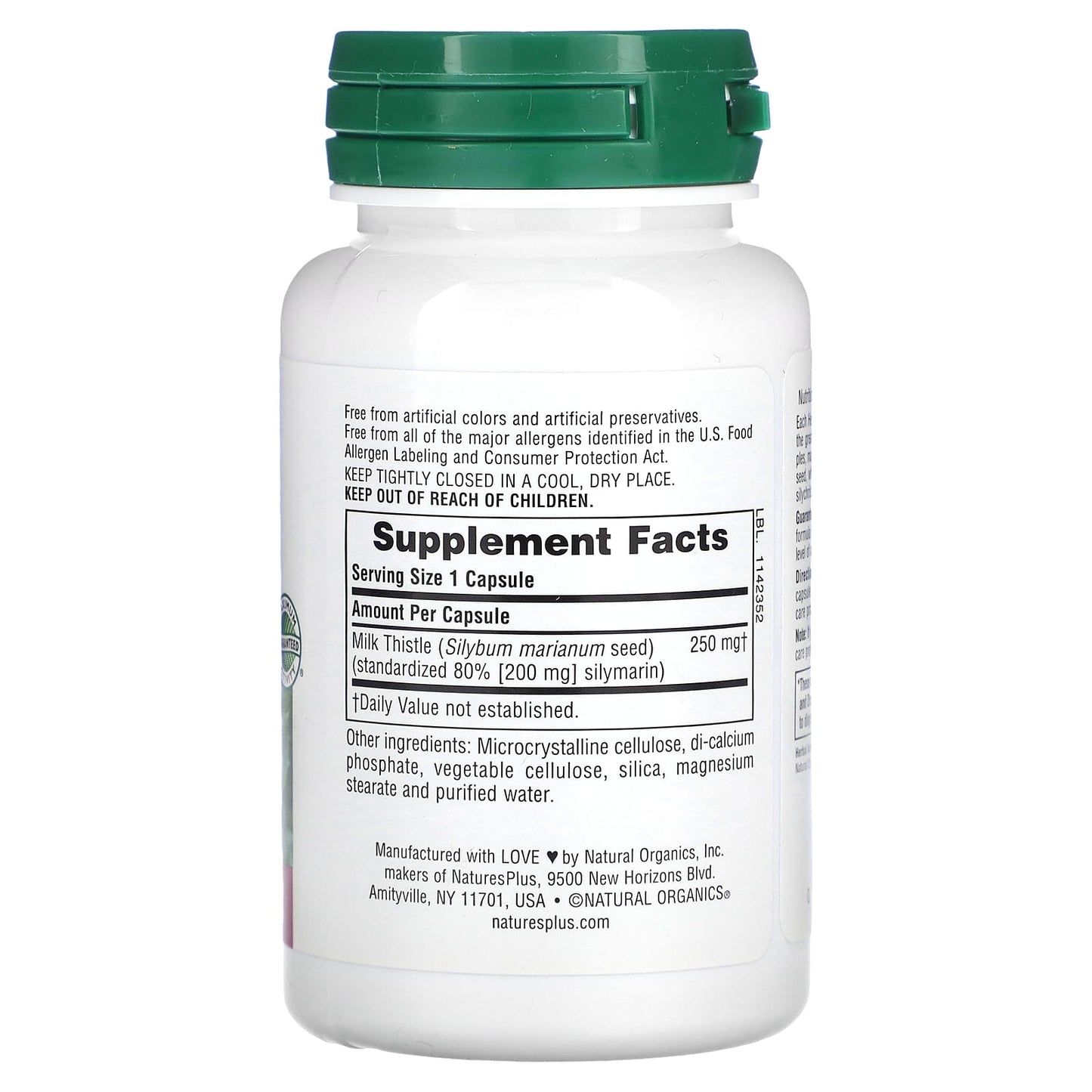 Nature's Plus, Milk Thistle 250 mg, 60 Vegetarian Capsules UPC 097467072282 | Hilife Vitamins
