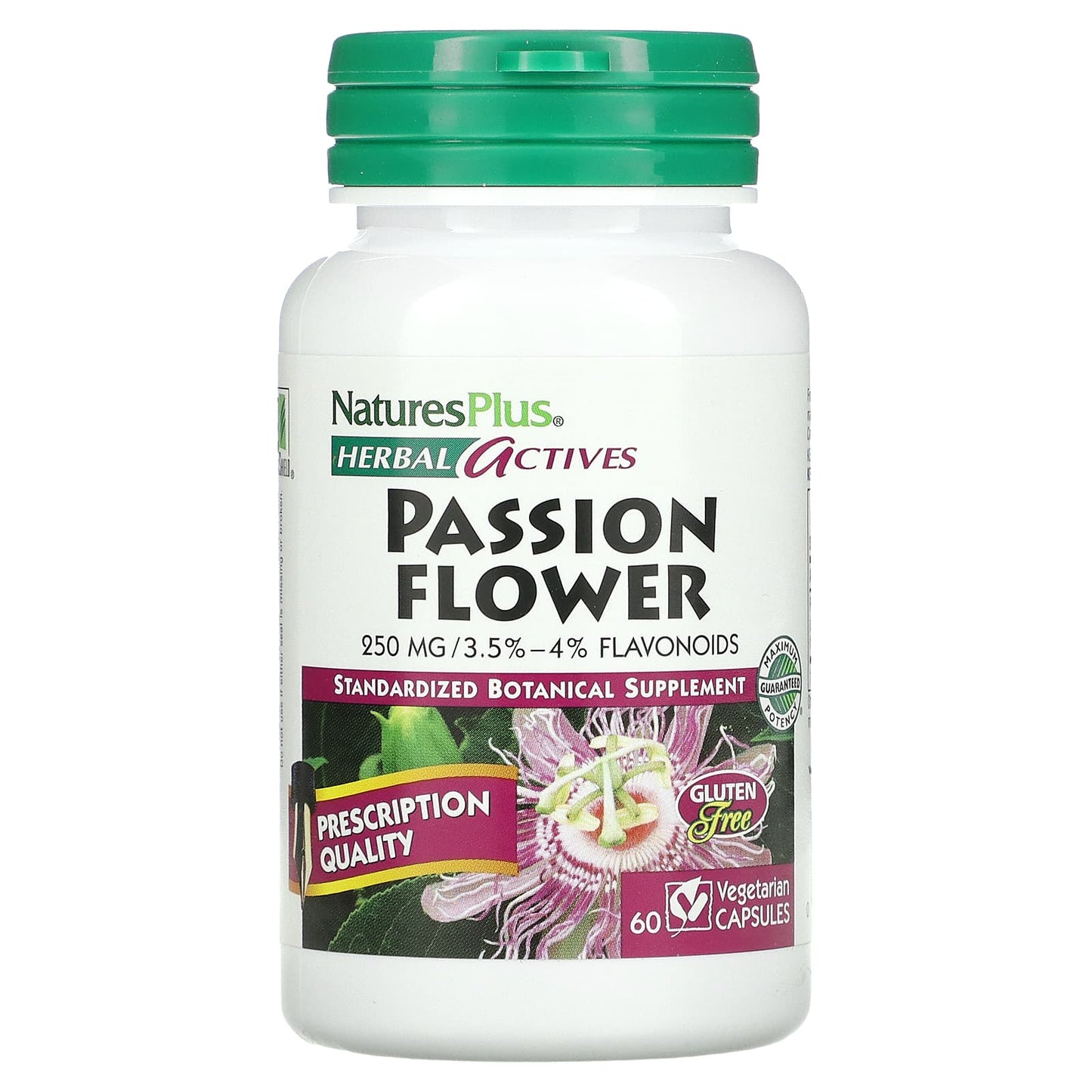 Nature's Plus, Herbal Actives, Passion Flower, 250 mg, 60 Vegetarian Capsules UPC 097467072367 | Hilife Vitamins