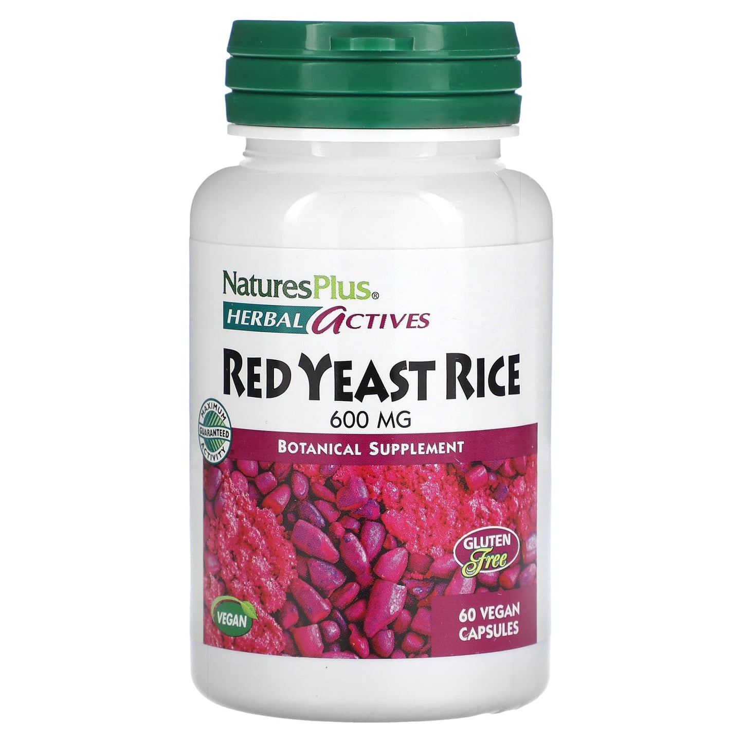 Nature's Plus, Herbal Actives, Red Yeast Rice, 600 mg, 60 Vegetarian Capsules UPC 097467072466 | Hilife Vitamins