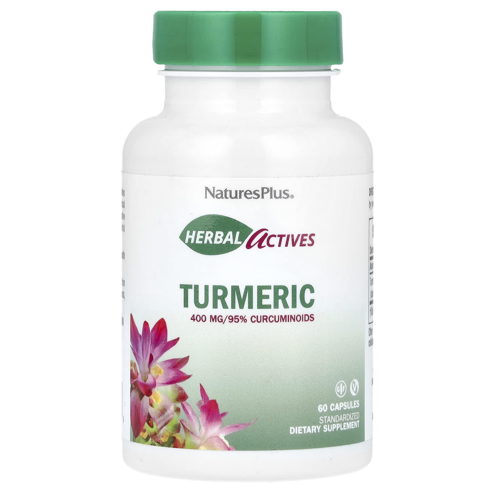 Nature's Plus, Turmeric 400 mg, 60 Vegetarian Capsules UPC 097467072848 | Hilife Vitamins