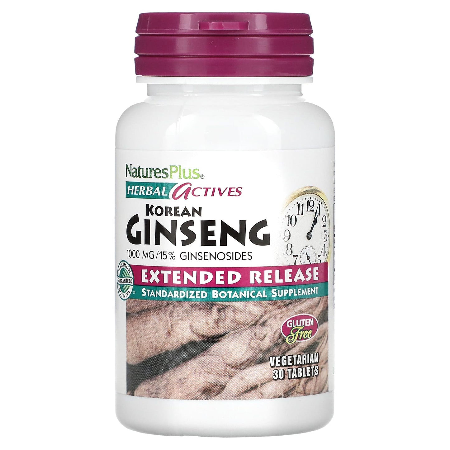 Nature's Plus, Herbal Actives, Korean Ginseng, Extended Release, 1000 mg, 30 Tablets UPC 097467073388 | Hilife Vitamins