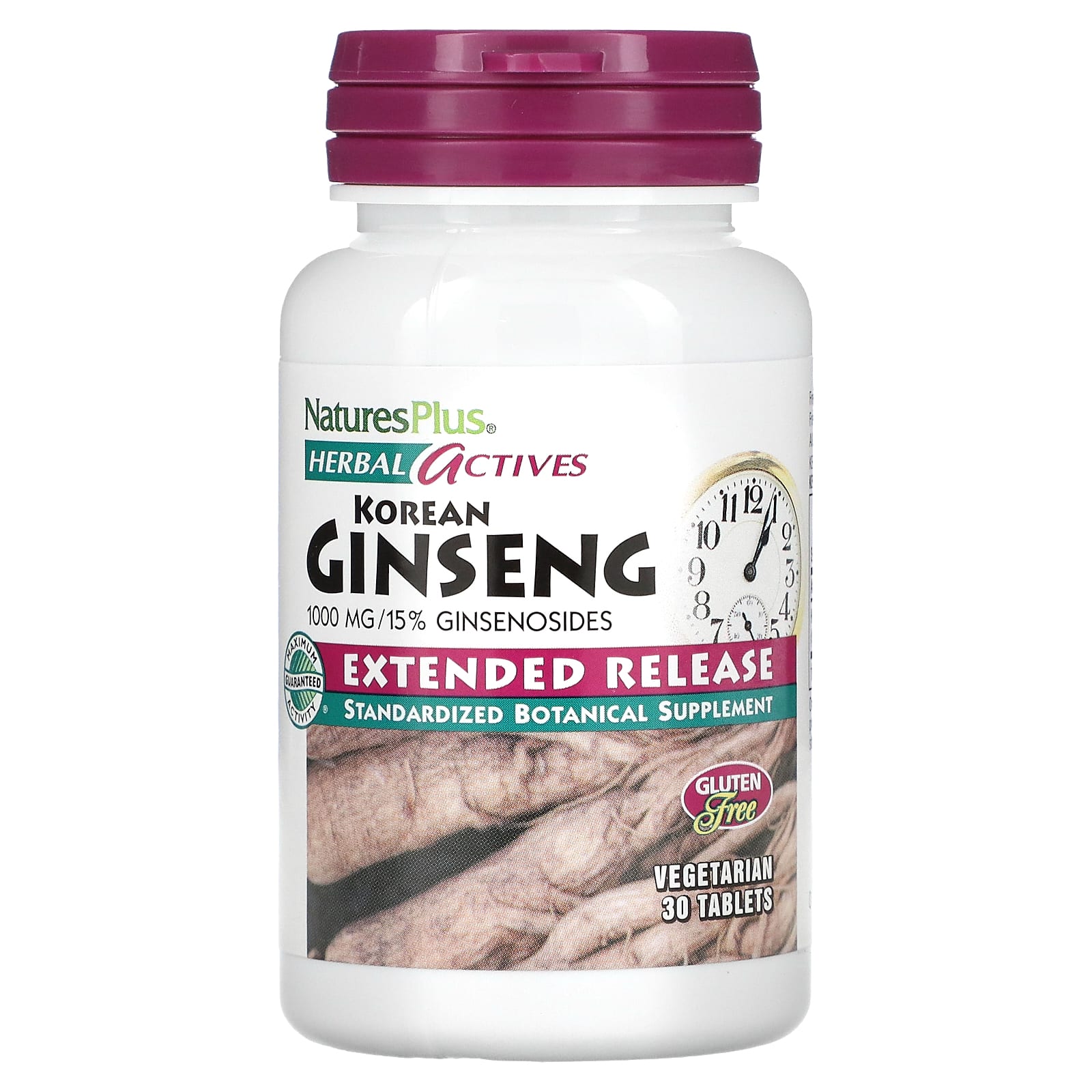 Nature's Plus, Herbal Actives, Korean Ginseng, Extended Release, 1000 mg, 30 Tablets UPC 097467073388 | Hilife Vitamins