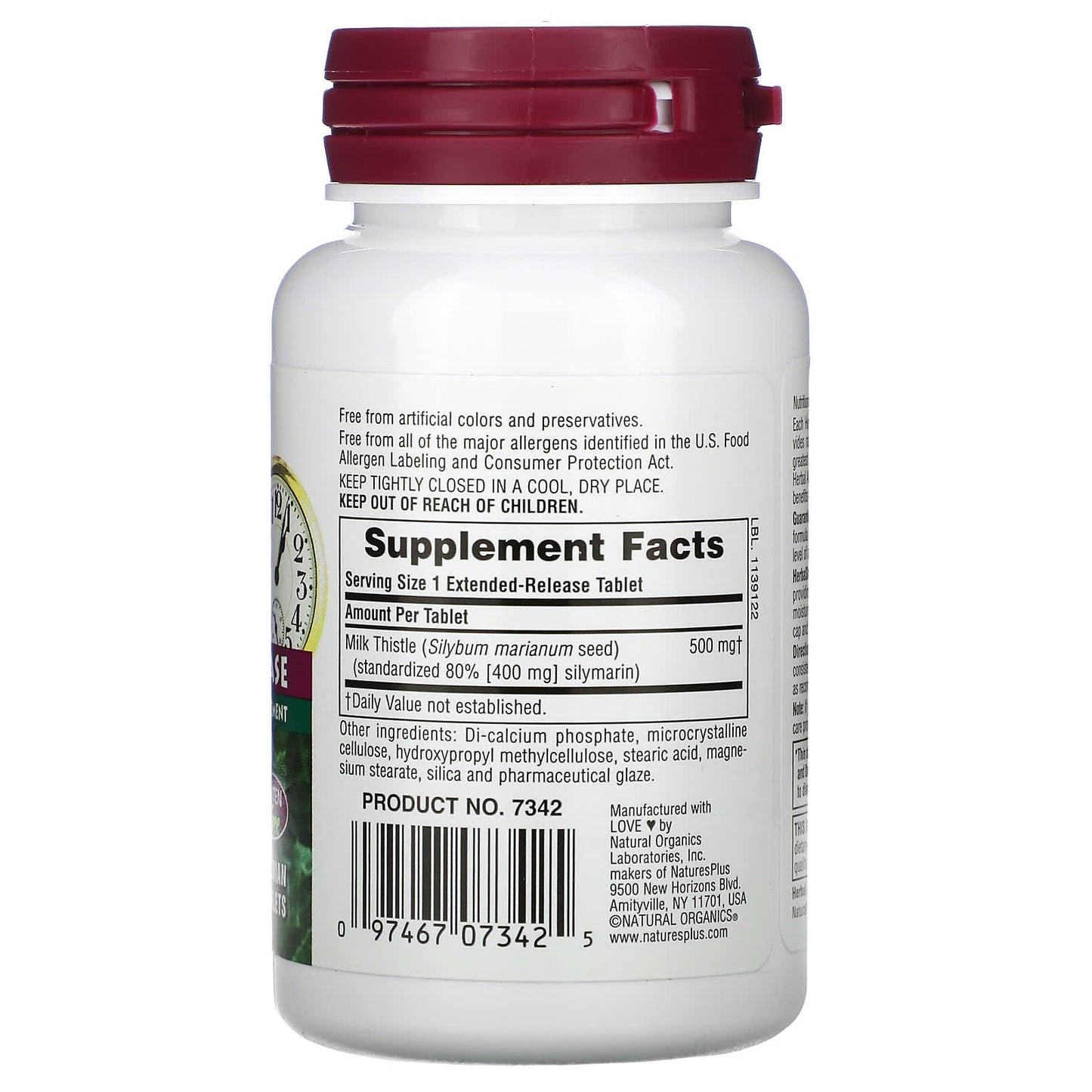 Nature's Plus, Herbal Actives, Milk Thistle, Extended Release, 50, 30 Tablets UPC 097467073425 | Hilife Vitamins