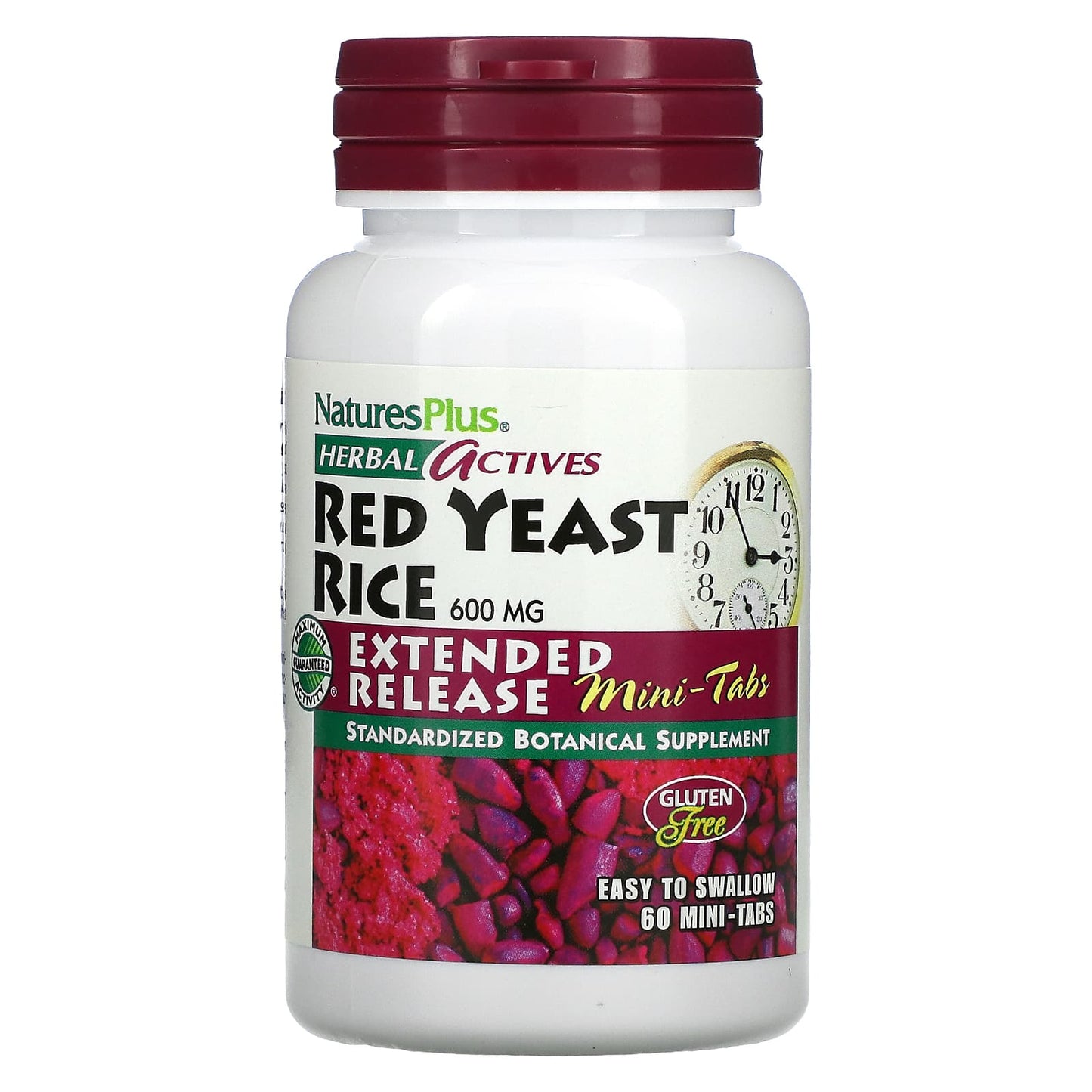 Nature's Plus, Herbal Actives, Red Yeast Rice, Extended Release, 600 mg, 60 Mini-Tabs UPC 097467073623 | Hilife Vitamins