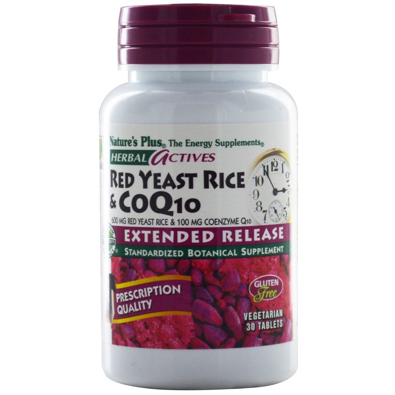 Nature's Plus, Red Yeast Rice 600 mg/CoQ10 100 mg Extended Release, 30 Vegetarian Tablets UPC 097467073654 | Hilife Vitamins