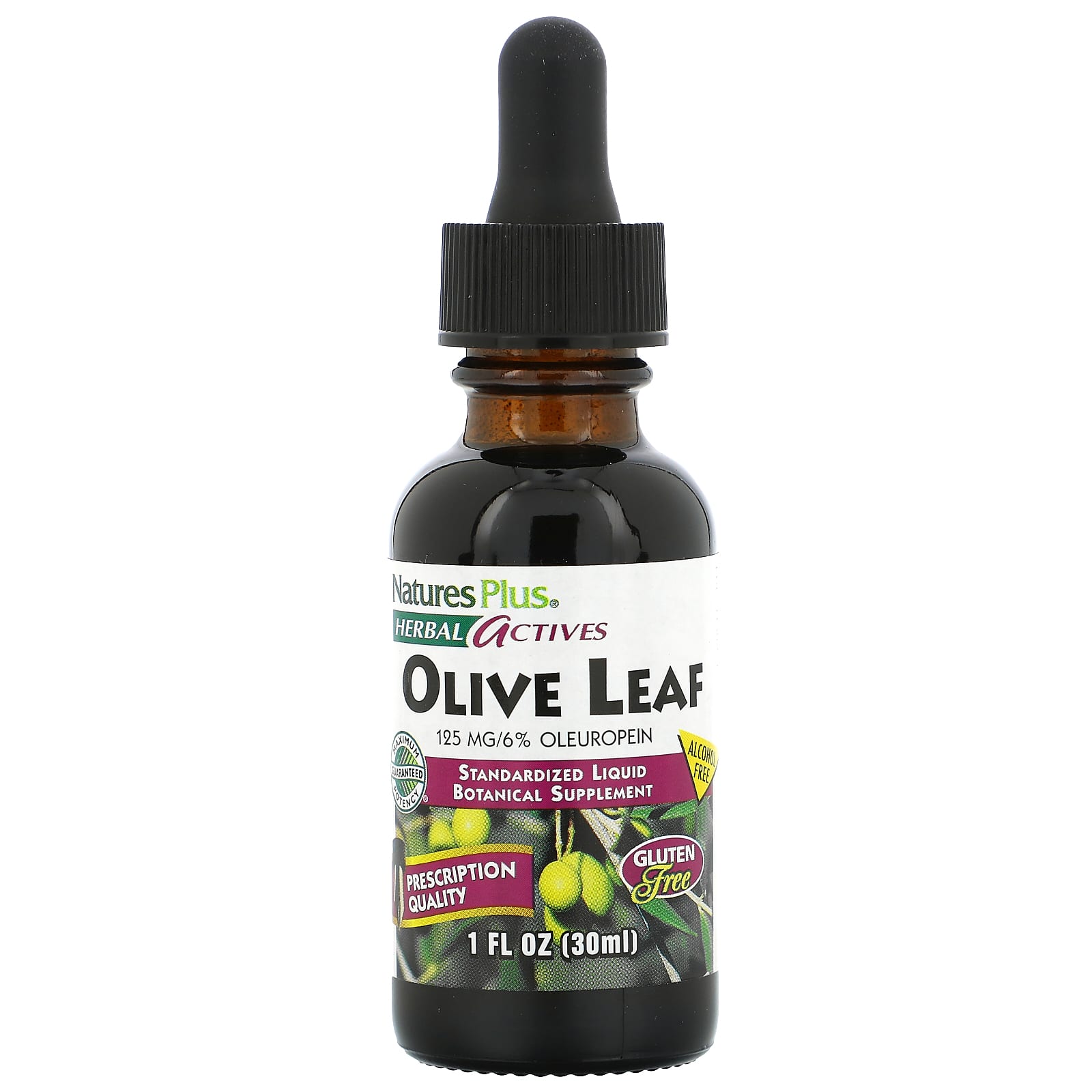 Nature's Plus, Herbal Actives, Olive Leaf, Alcohol Free, 1 Oz Liquid UPC 097467078499 | Hilife Vitamins