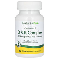 Nature's Plus, Chewable D & K Complex, Mixed Berry, 60 Tablets UPC 097467104389 | Hilife Vitamins