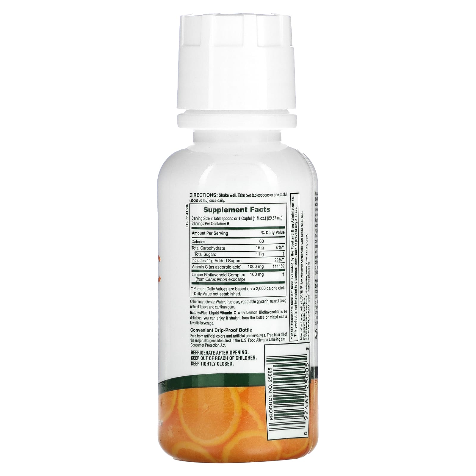 Nature's Plus, Vitamin C Liquid, 8 Oz Liquid UPC 097467250055 | Hilife Vitamins