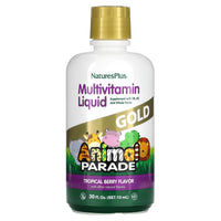 Nature's Plus, Animal Parade Gold, Multivitamin Liquid, Tropical, 30 fl oz (887.10 ml) UPC 097467299016 | Hilife Vitamins