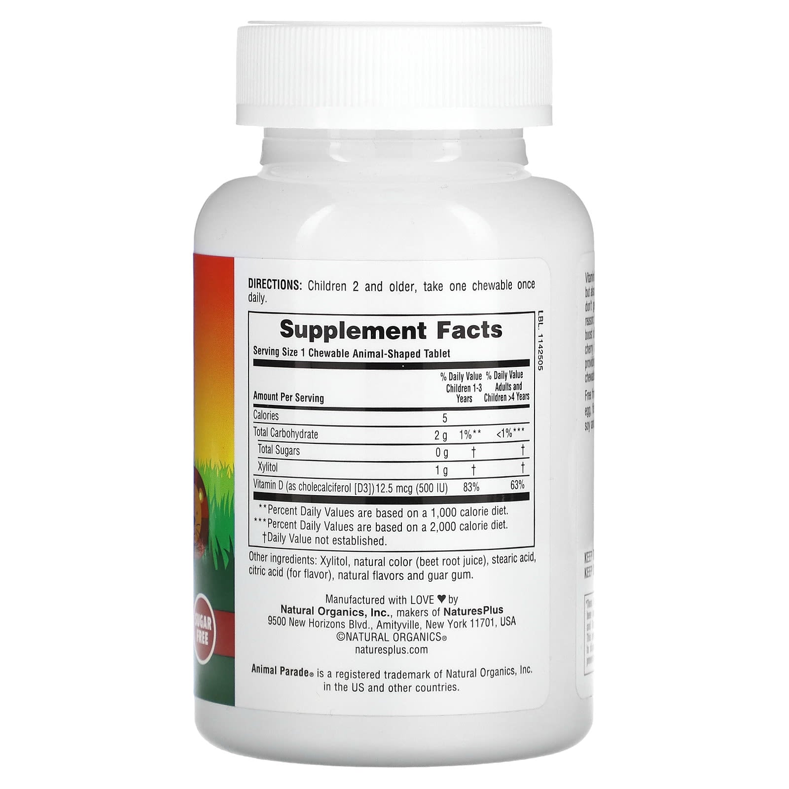 Nature's Plus, Animal Parade, Vitamin D3, Sugar Free, Black Cherr, 90 Chewables UPC 097467299238 | Hilife Vitamins