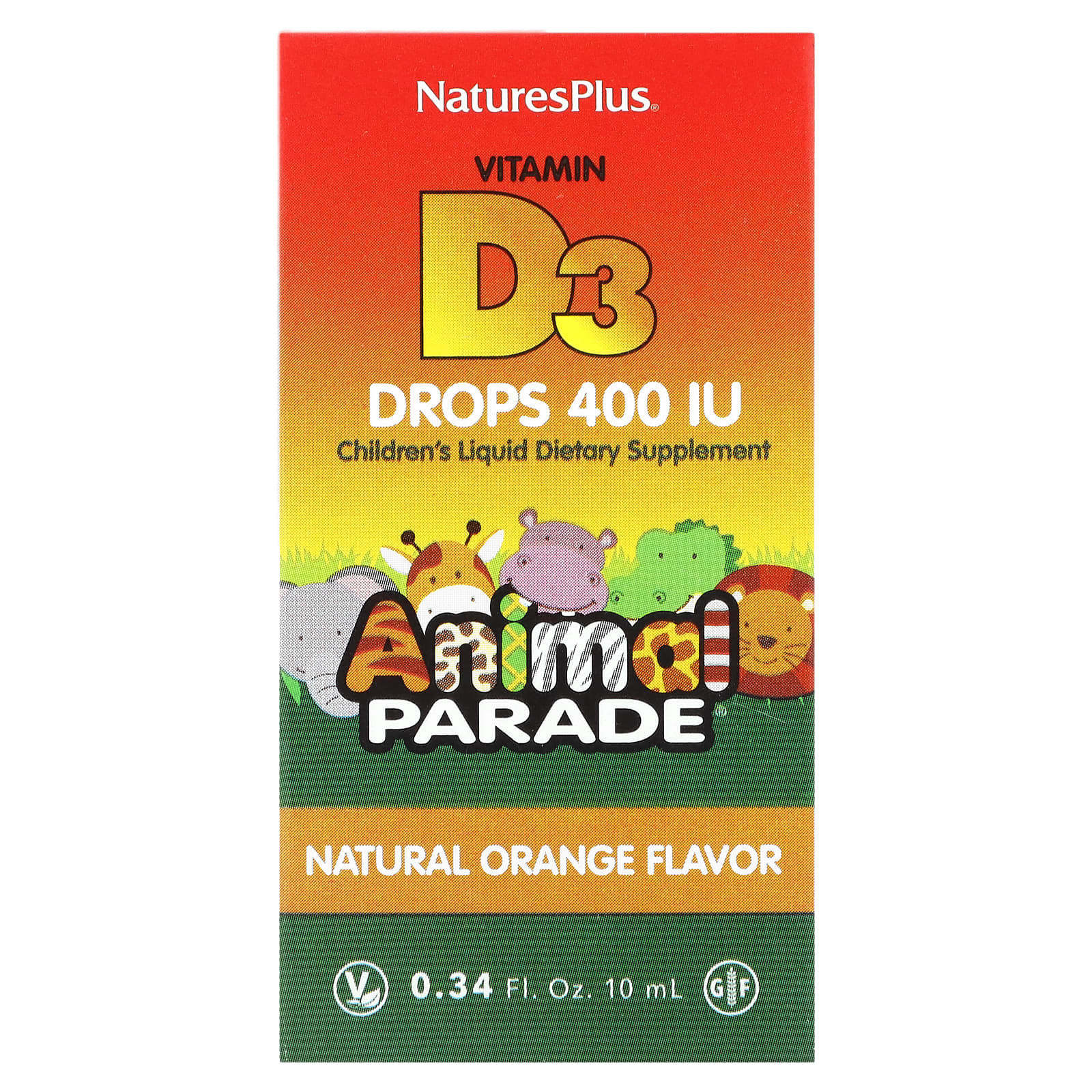Nature’s Plus, Source of Life, Animal Parade, Vitamin D3 Liquid D, 10 Drops UPC 097467299412 | HiLife Vitamins