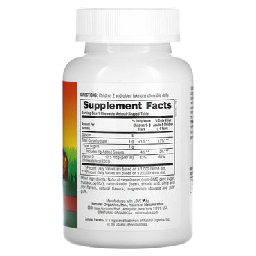 Nature's Plus, Animal Parade, Vitamin D3, Black Cherry, 500 IU, 90 Animal-Shaped Tablets UPC 097467299504 | Hilife Vitamins