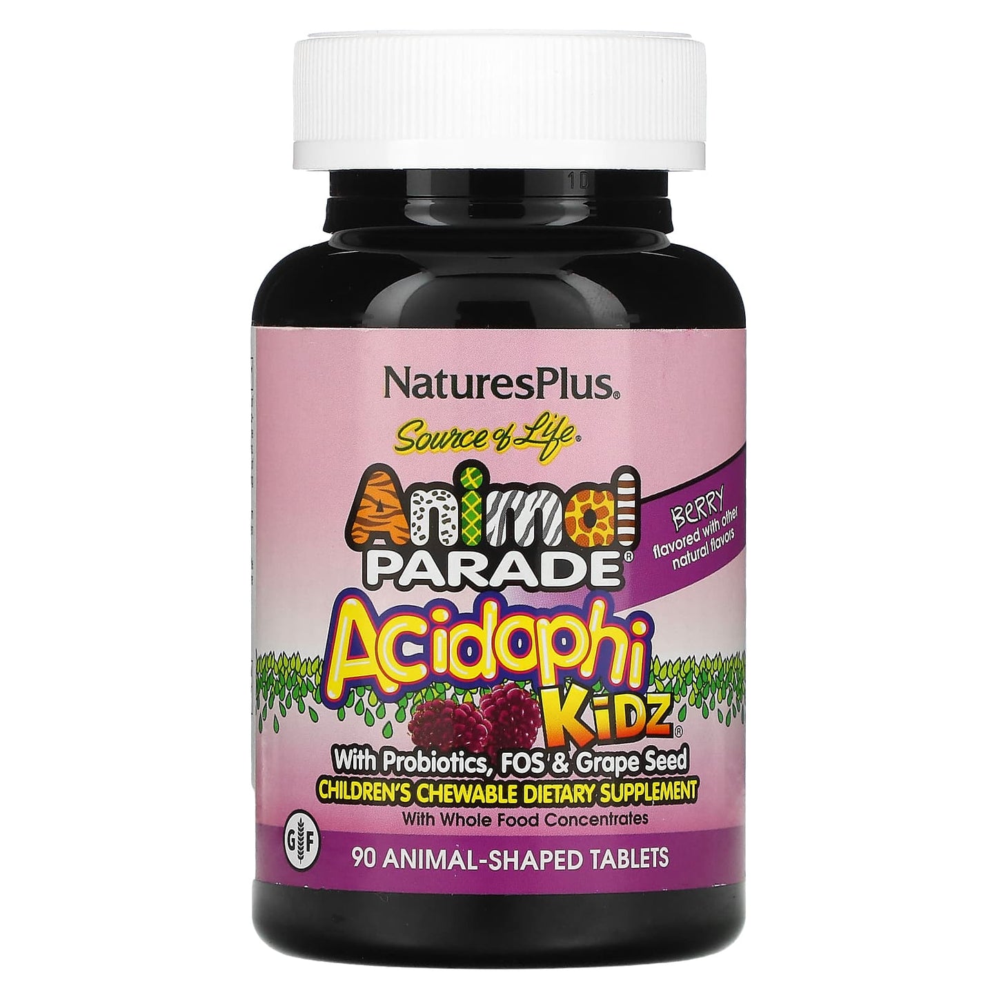 Nature's Plus, Source of Life, Animal Parade, AcidophiKidz, Child, 90 Chewables UPC 097467299696 | Hilife Vitamins