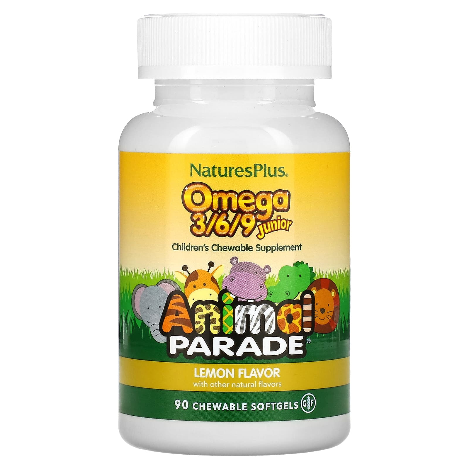 Nature's Plus, Animal Parade, Omega 3/6/9 Junior, Lemon, 90 Softgels UPC 097467299948 | Hilife Vitamins