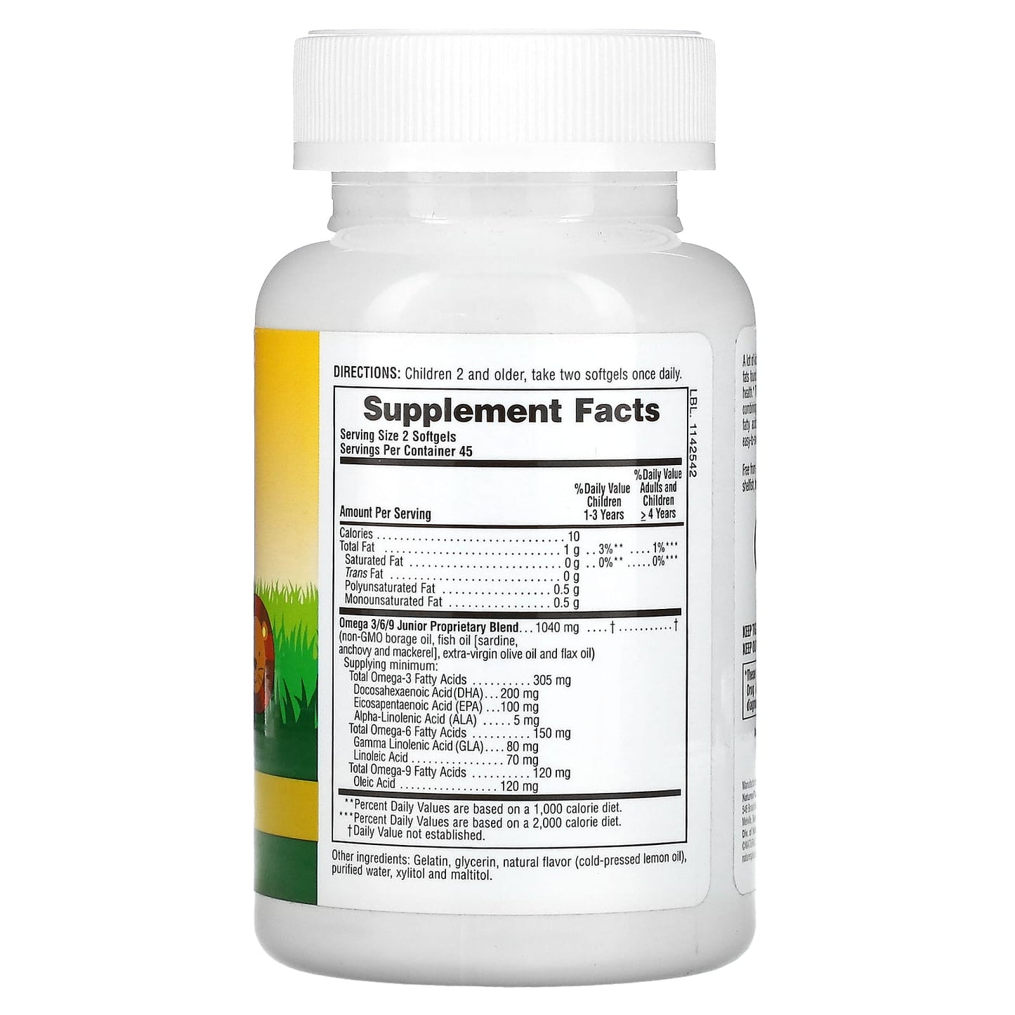 Nature's Plus, Animal Parade, Omega 3/6/9 Junior, Lemon, 90 Softgels UPC 097467299948 | Hilife Vitamins