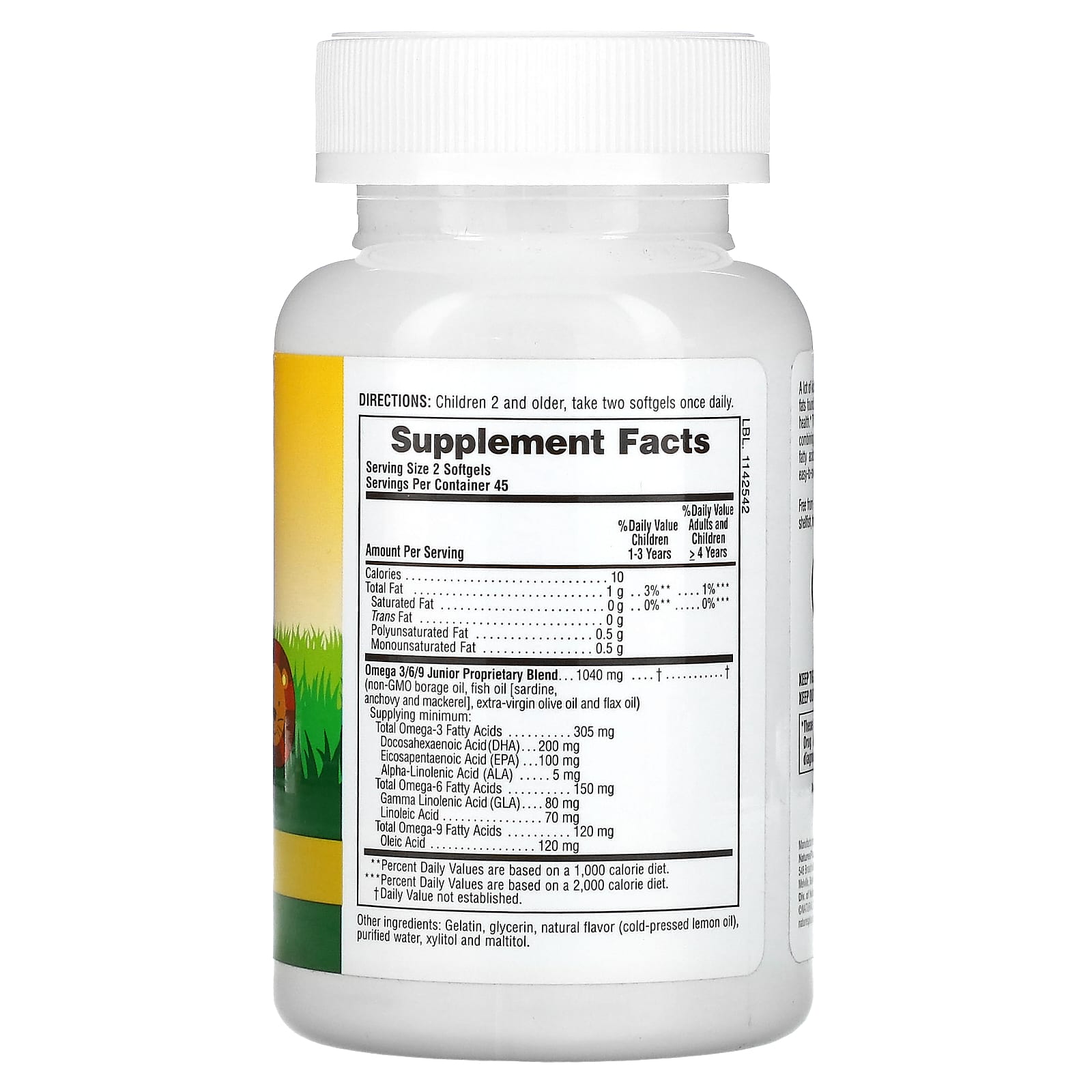 Nature's Plus, Animal Parade, Omega 3/6/9 Junior, Lemon, 90 Softgels UPC 097467299948 | Hilife Vitamins