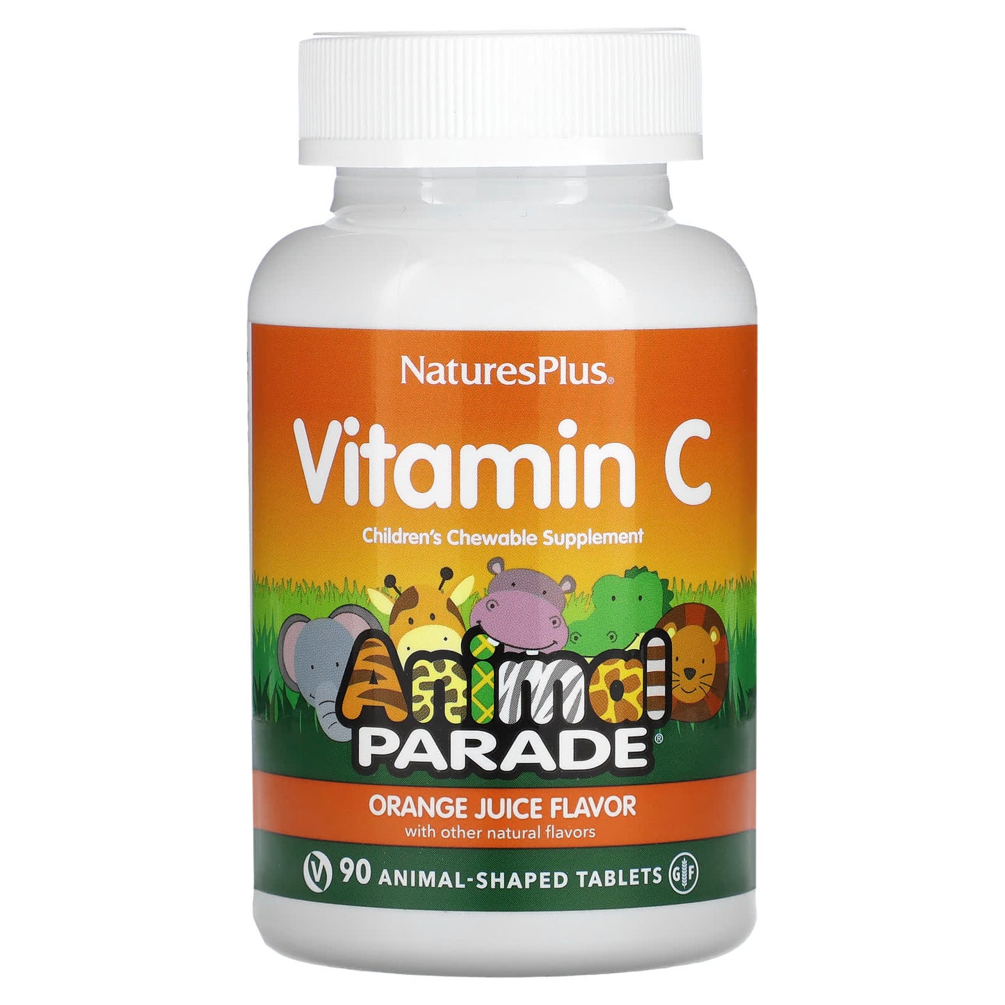 Nature's Plus, Animal Parade, Children's Chewable Supplement, Vitamin C, Orange Juice Flavor, 90 animal-Shaped tablets