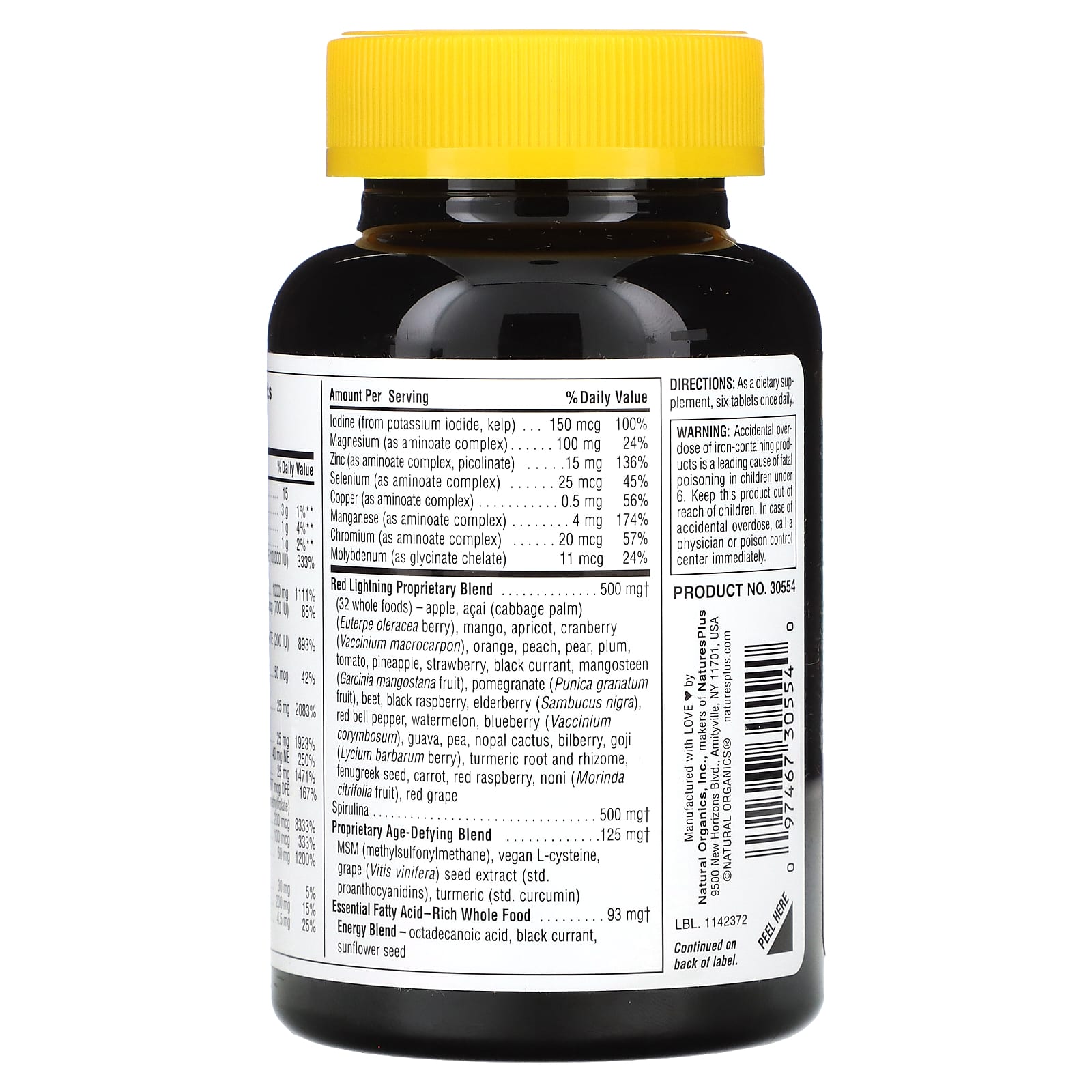 Nature's Plus, Source Of Life Green + Red, 180 Tablets UPC 097467305540 | Hilife Vitamins