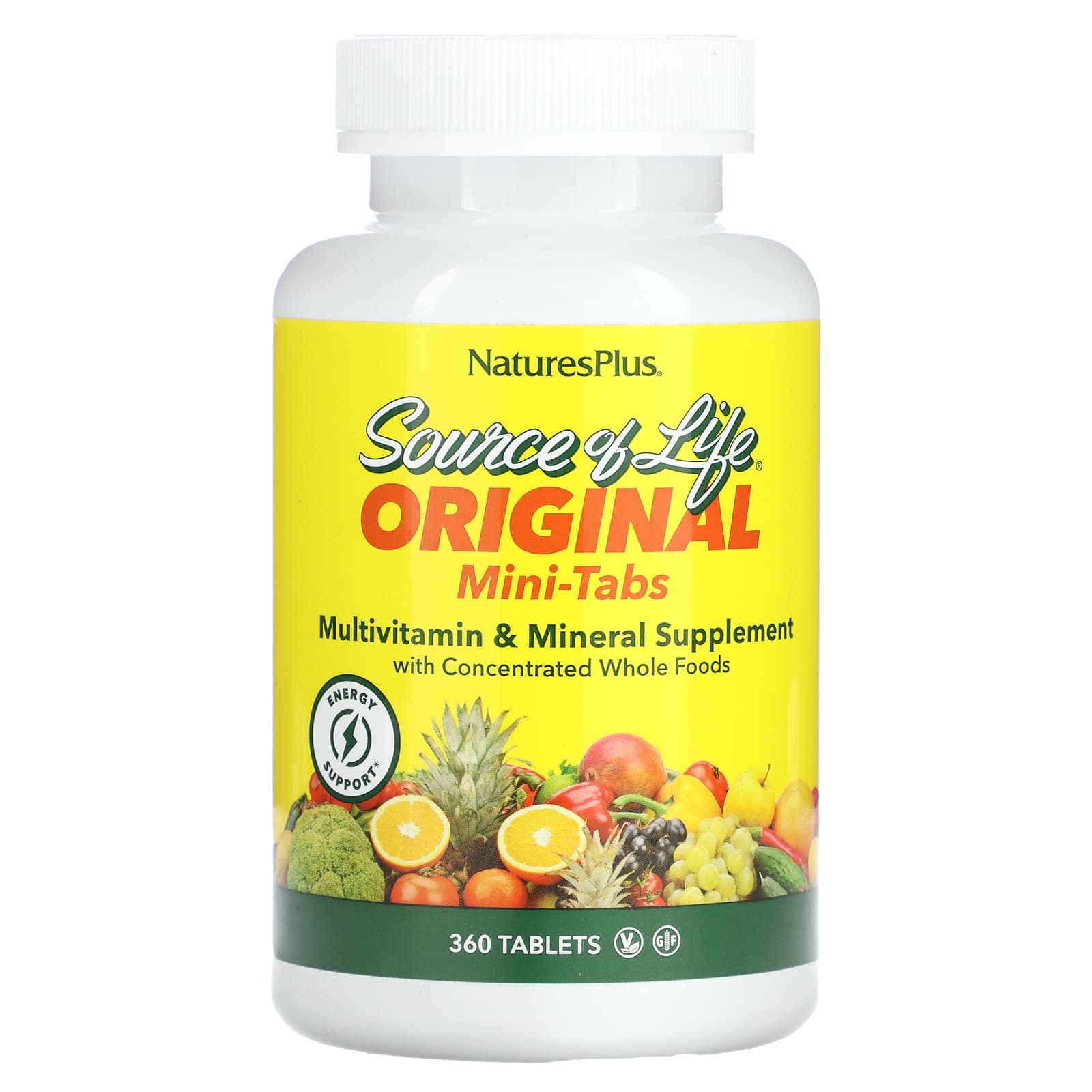 Nature’s Plus, Source Of Life, Original, Mini-Tabs, Multivitamin & Mineral Supplement, 360 tablets UPC 097467305847 | HiLife Vitamins