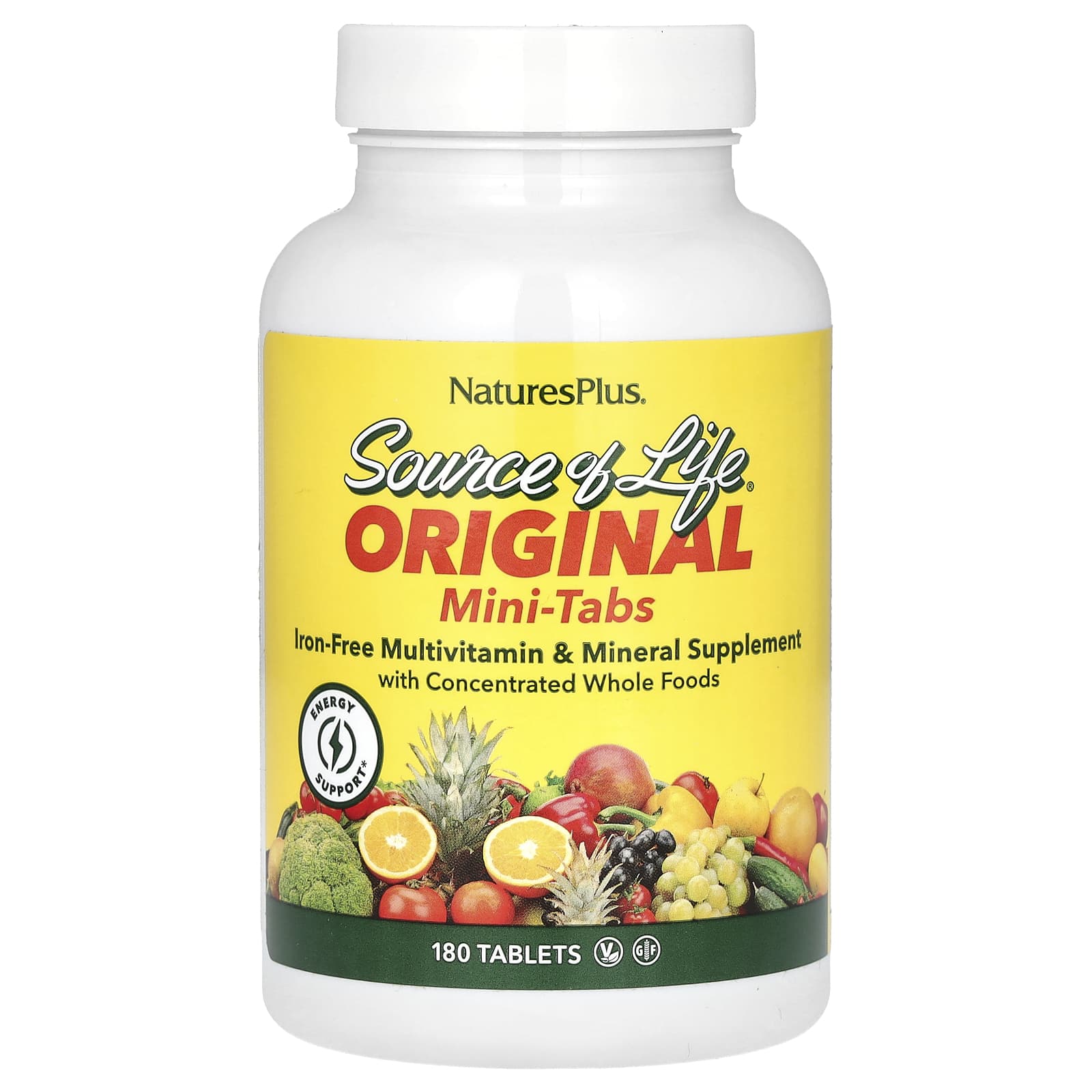 Nature’s Plus, Source of Life, Original, Mini-Tabs, Multivitamin & Mineral Supplement, 180 Tablets UPC 097467305885 | HiLife Vitamins