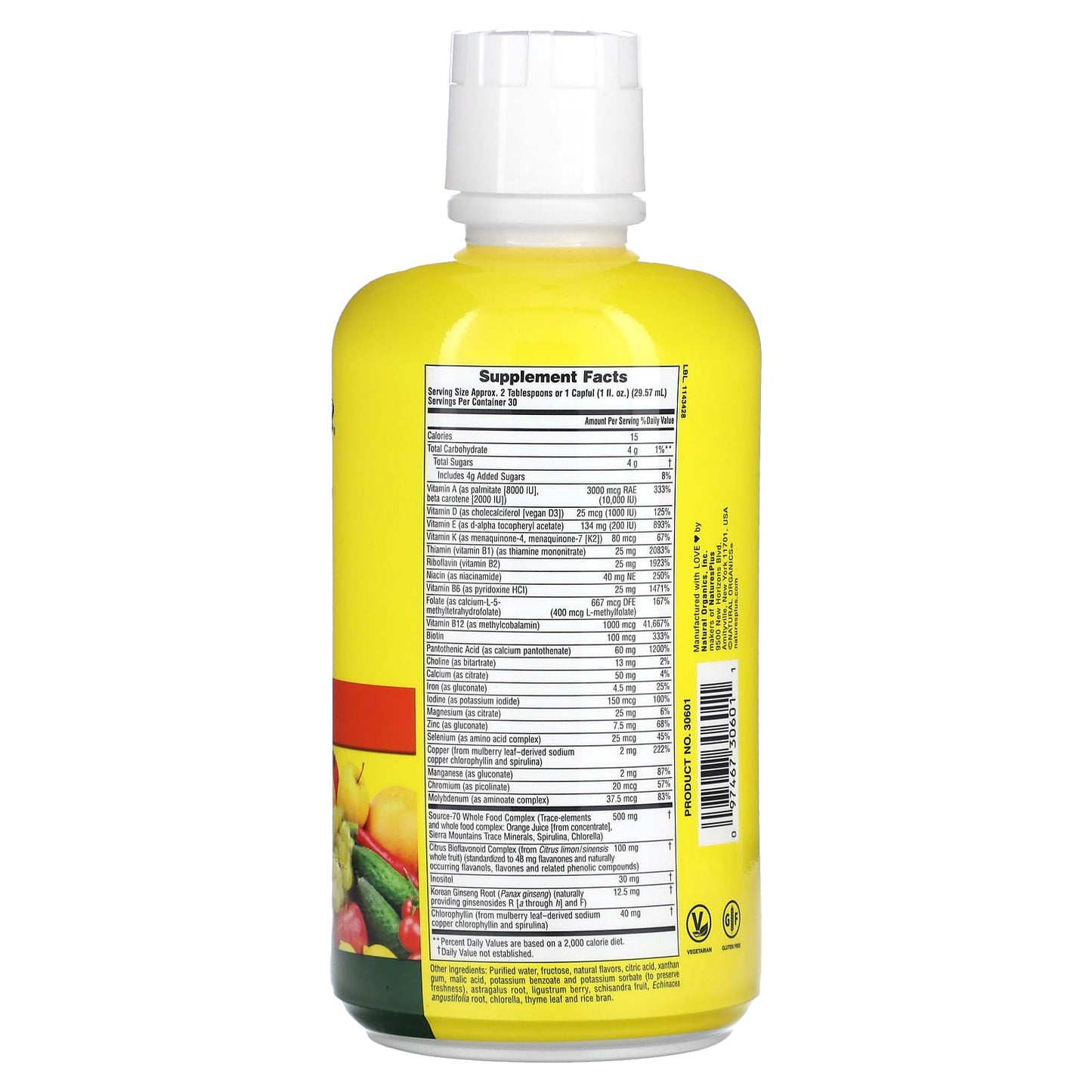 Nature's Plus, Source of Life, Original, Liquid, Multivitamin & Mineral Supplement, 30 FL OZ (887.10 ML) Liquid
