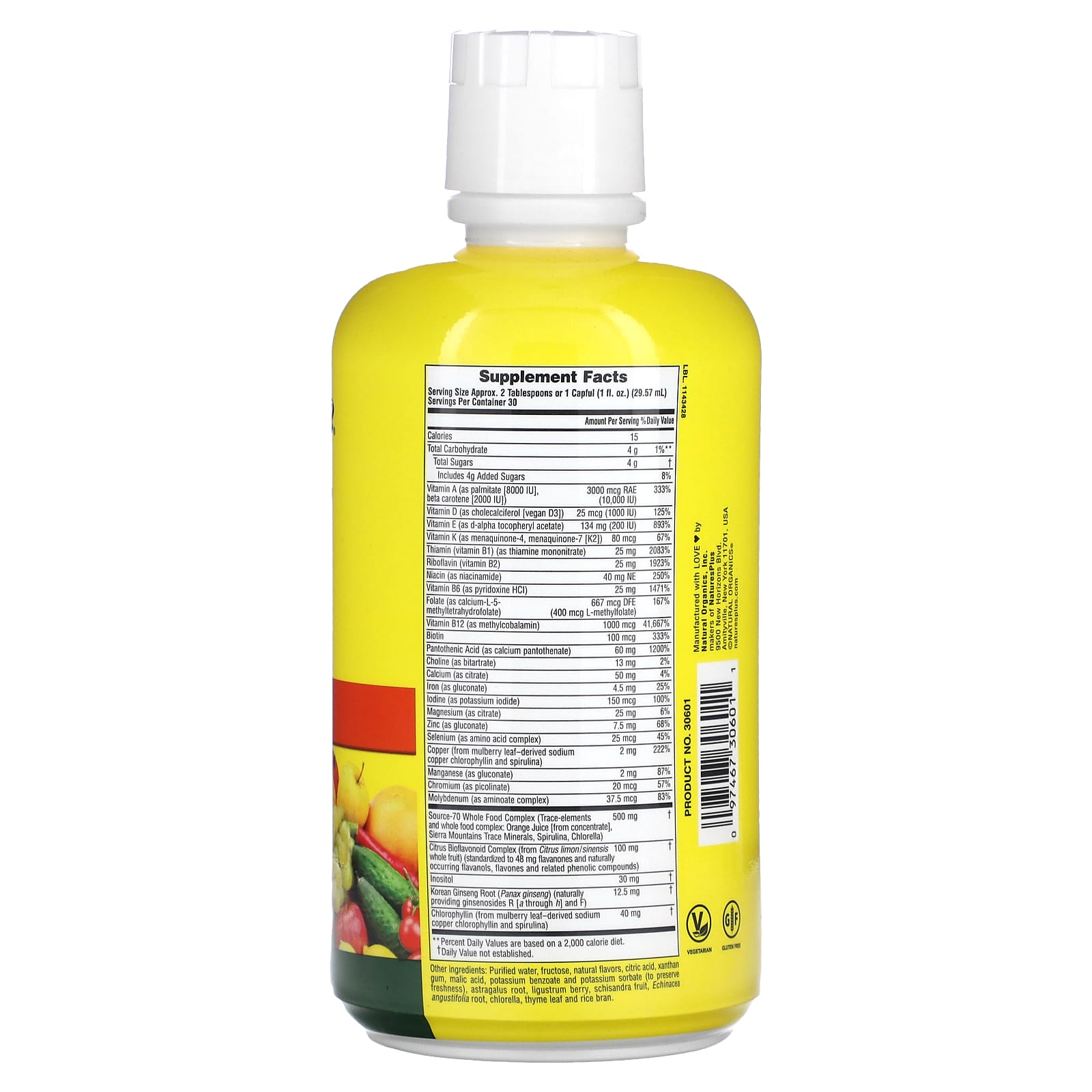 Nature's Plus, Source of Life, Original, Liquid, Multivitamin & Mineral Supplement, 30 FL OZ (887.10 ML) Liquid