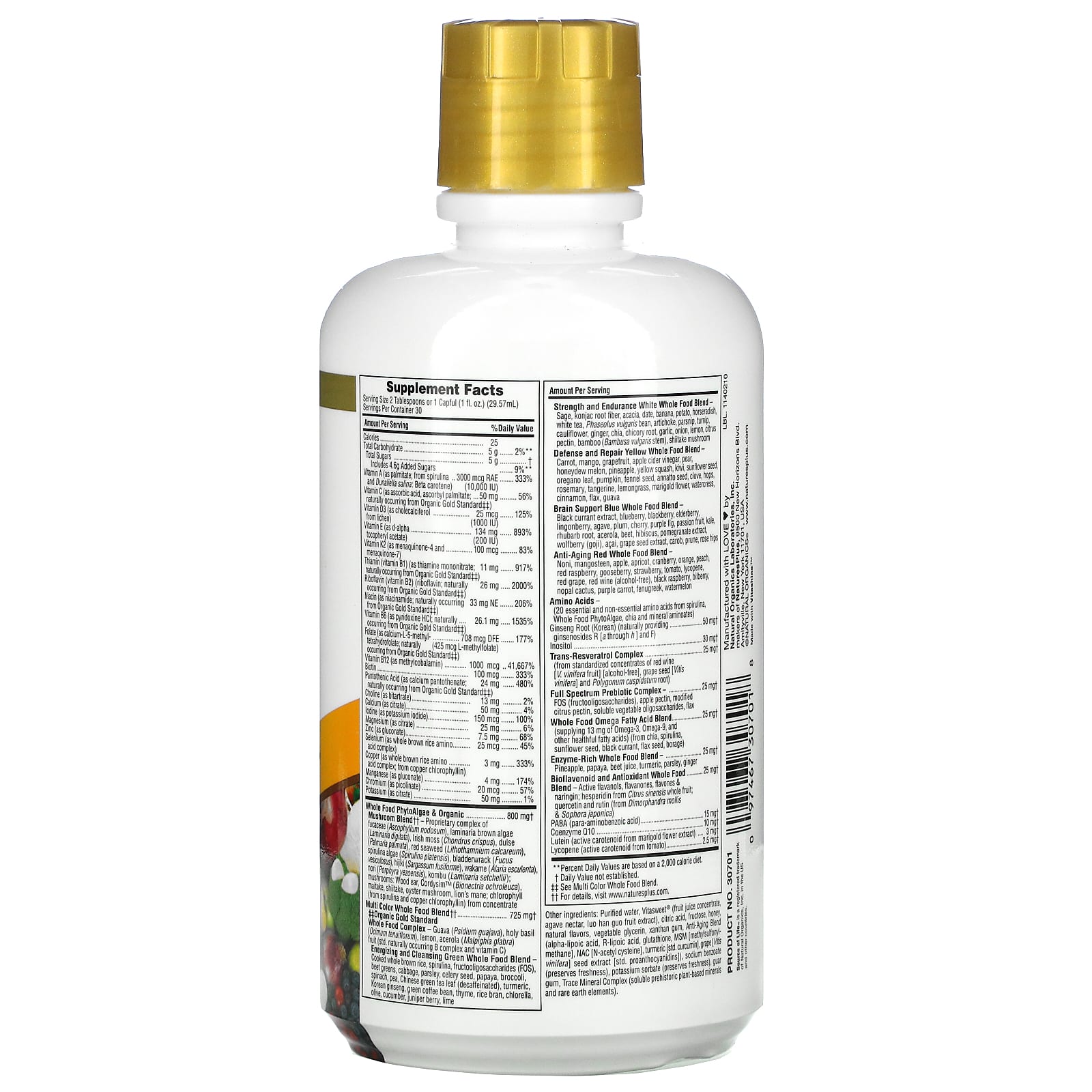 Nature's Plus, Source of Life, Gold, Liquid, Multivitamin, Tropical Fruit, 30 FL OZ (900 ML) UPC 097467307018