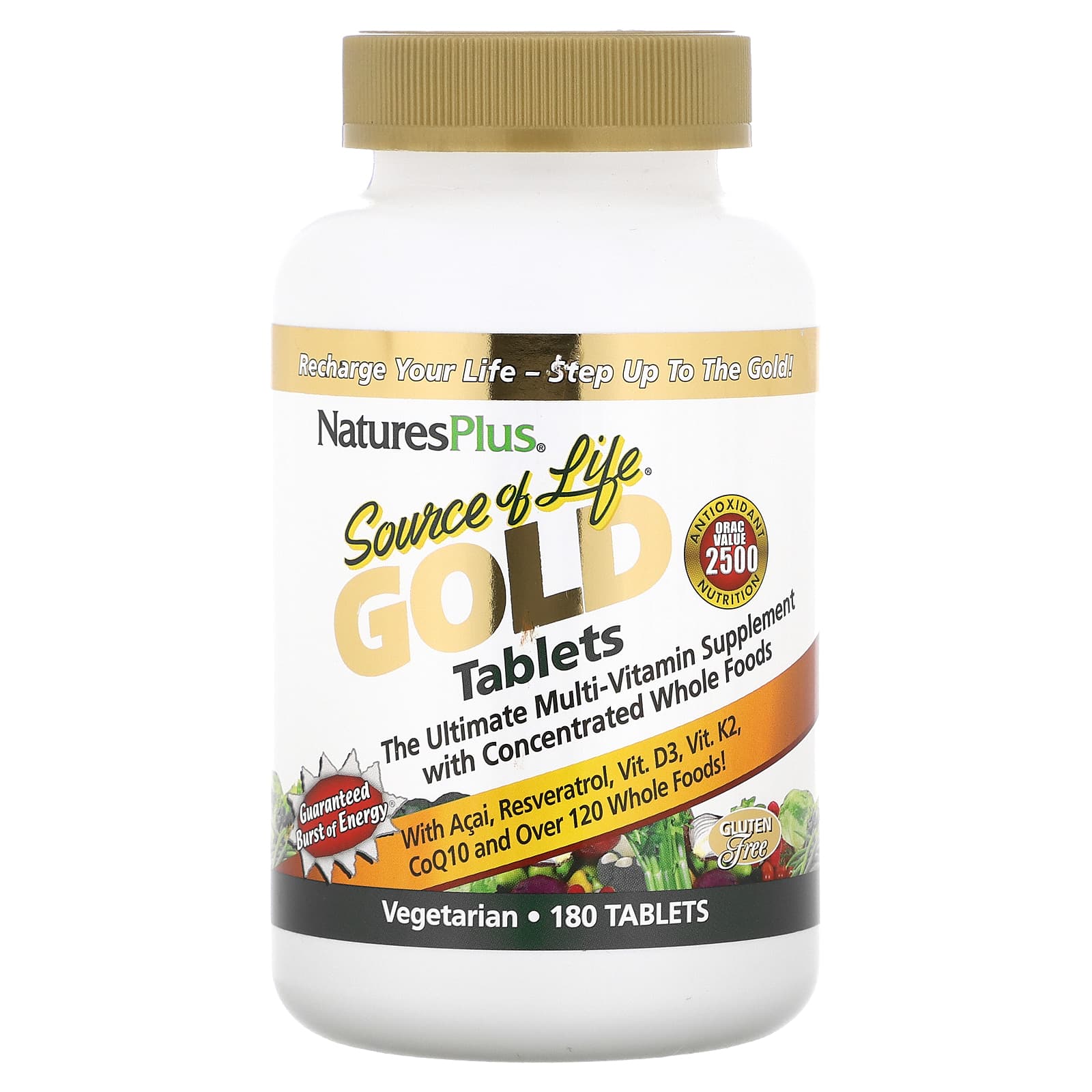 Nature's Plus, Source Of Life Gold, 180 Tablets UPC 097467307124 | Hilife Vitamins