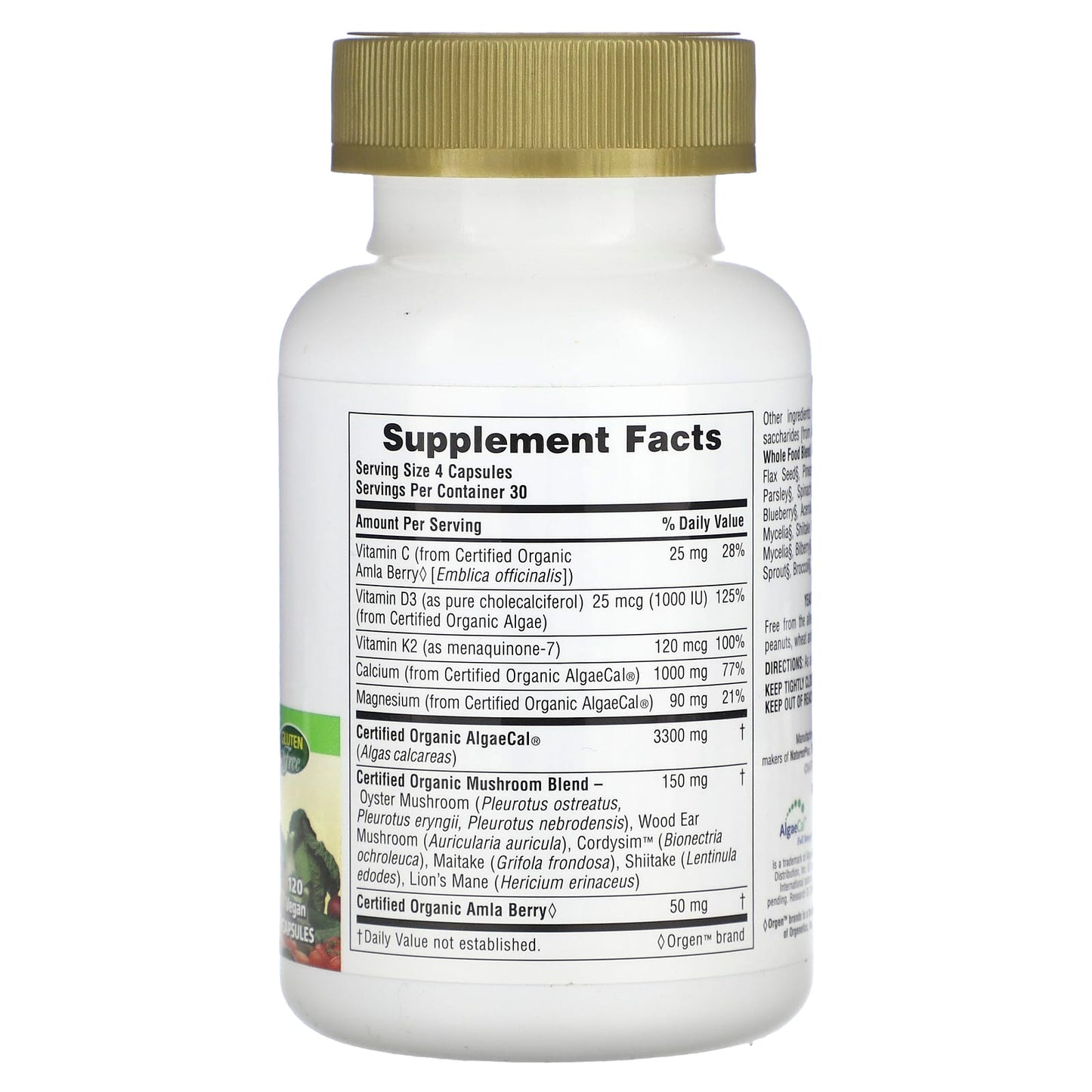 Nature's Plus, Source of Life Garden, Organic Bone Support, 120 Capsules UPC 097467307292 | Hilife Vitamins