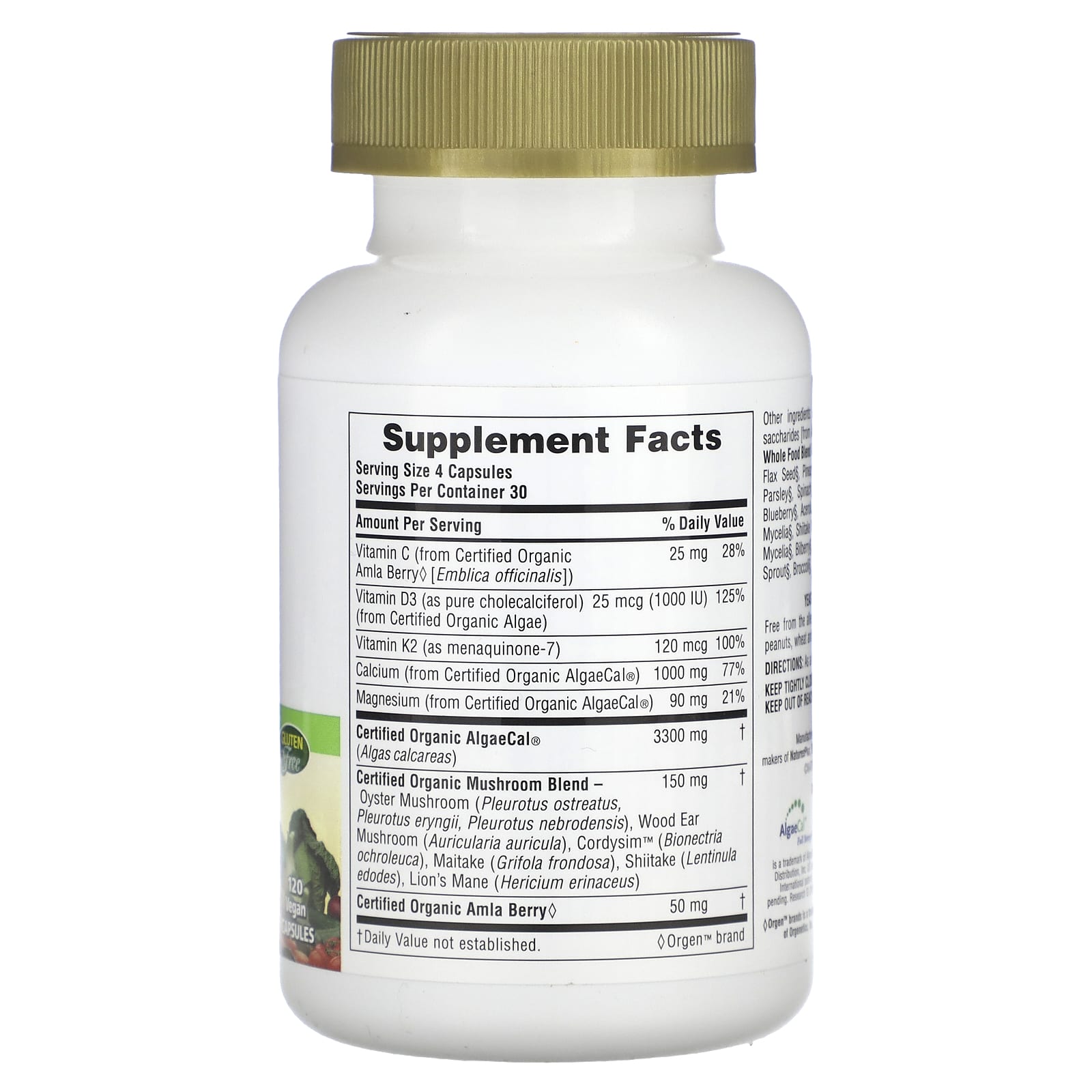 Nature's Plus, Source of Life Garden, Organic Bone Support, 120 Capsules UPC 097467307292 | Hilife Vitamins