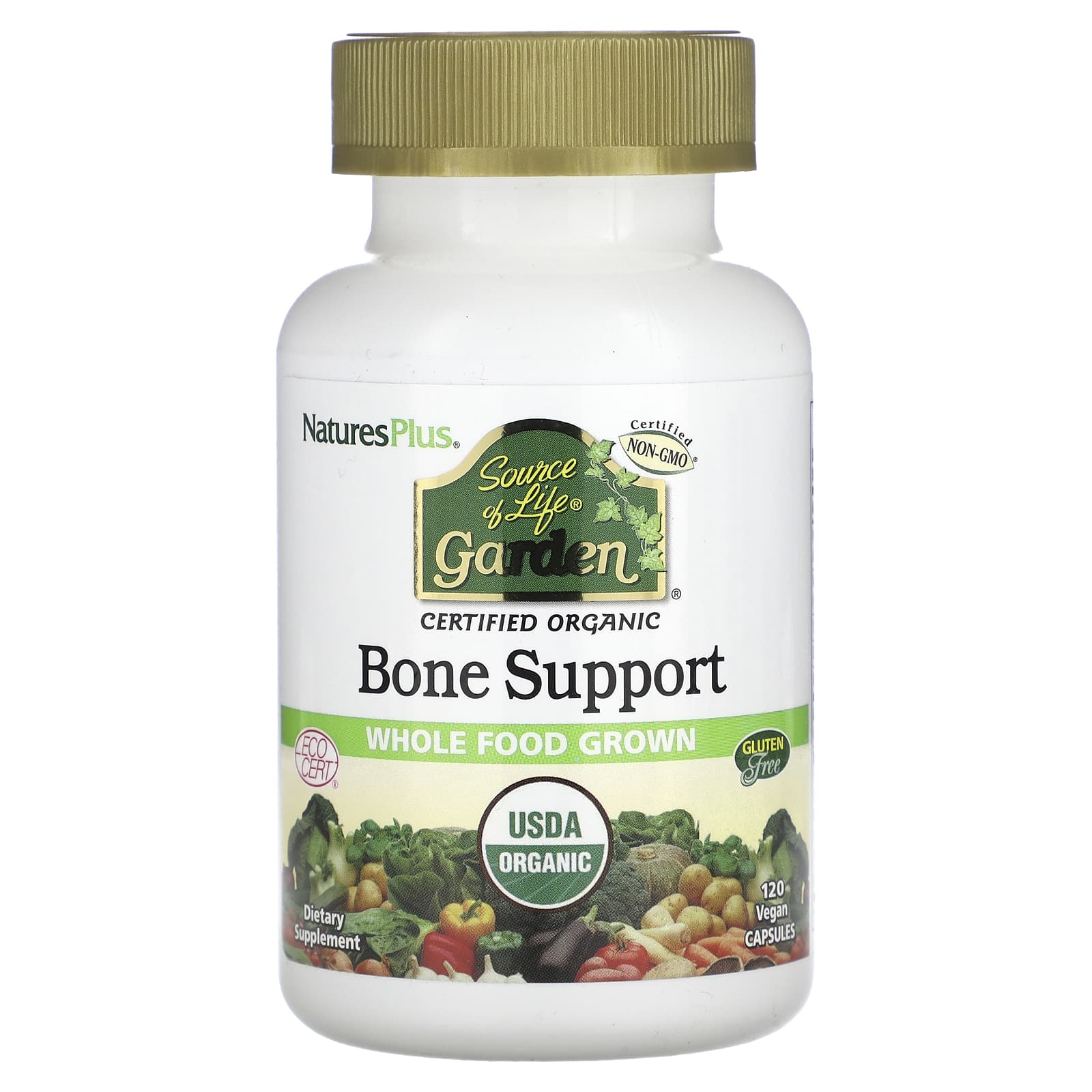 Nature's Plus, Source of Life Garden, Organic Bone Support, 120 Capsules UPC 097467307292 | Hilife Vitamins
