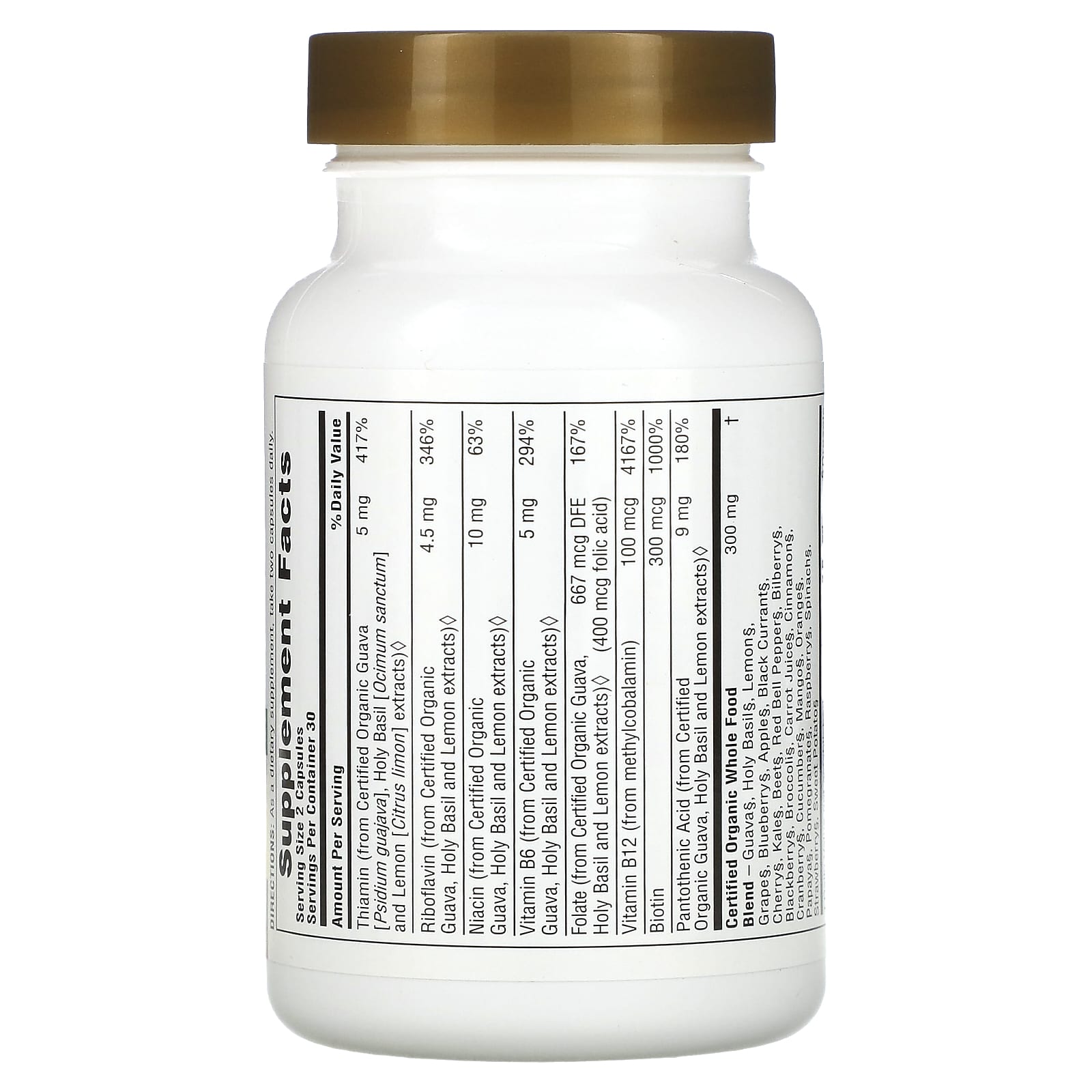 Nature's Plus, Source of Life Garden, Organic B-Complex, 60 Vegan Capsules UPC 097467307322 | Hilife Vitamins