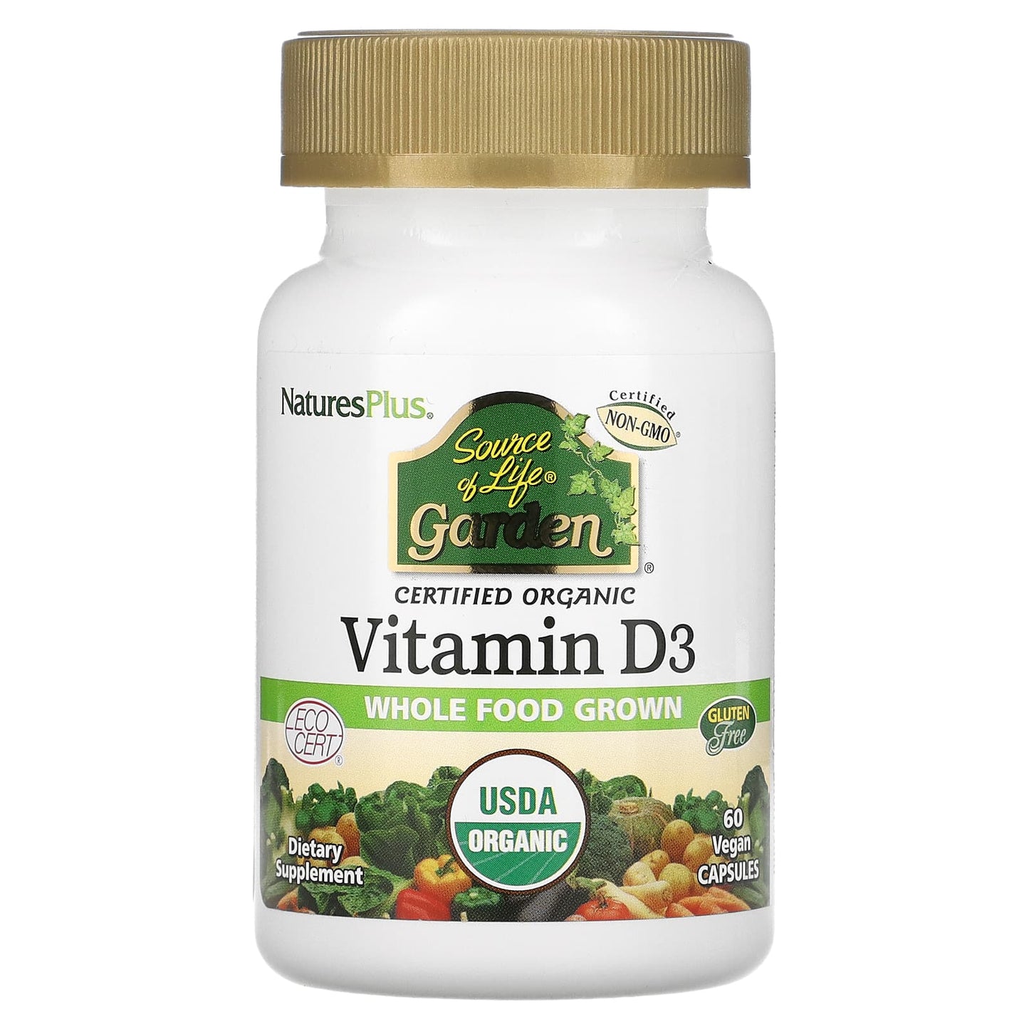 Nature's Plus, Source of Life, Garden, Organic Vitamin D3, 60 Capsules UPC 097467307353 | Hilife Vitamins