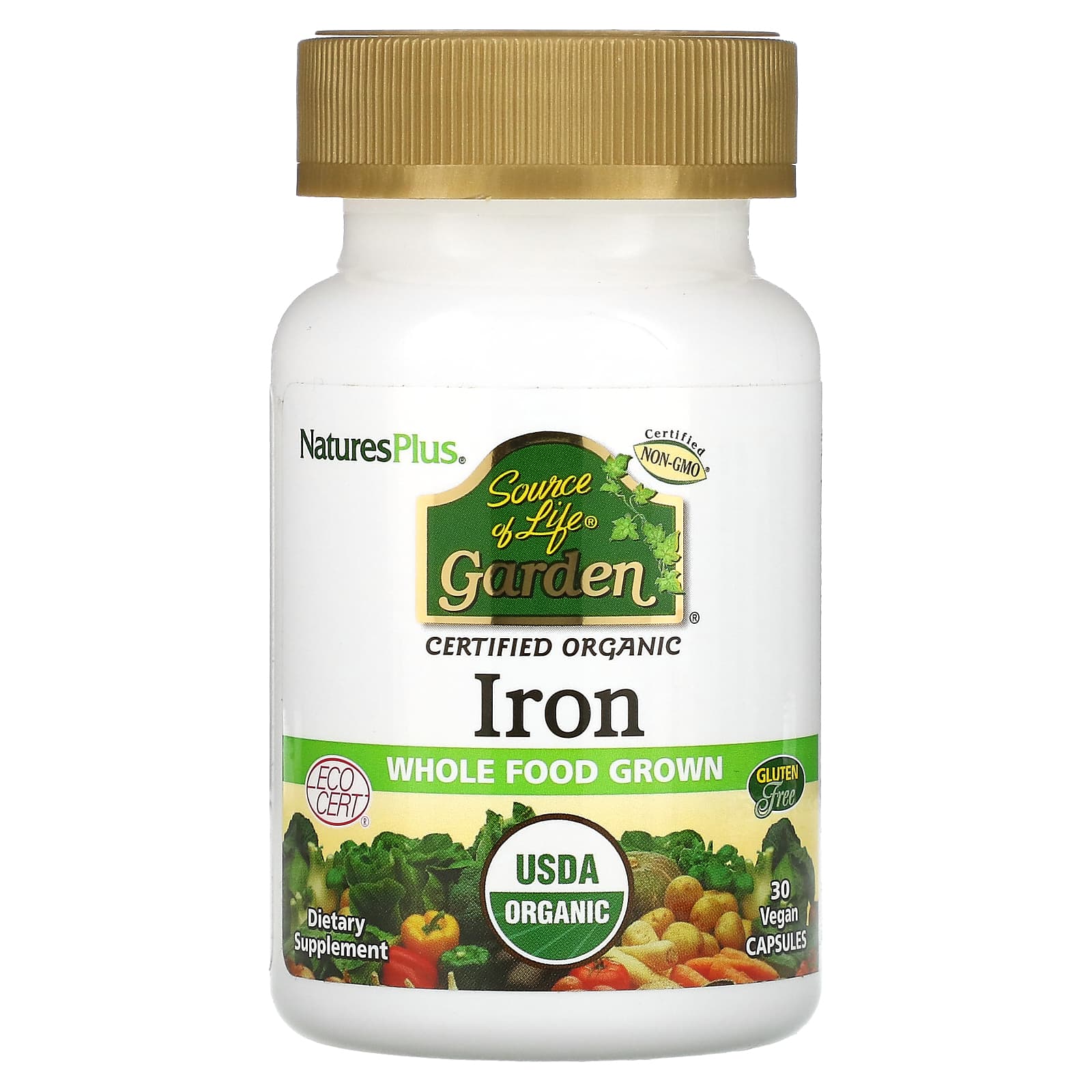 Nature's Plus, Source of Life Garden, Iron, 30 Capsules UPC 097467307360 | Hilife Vitamins