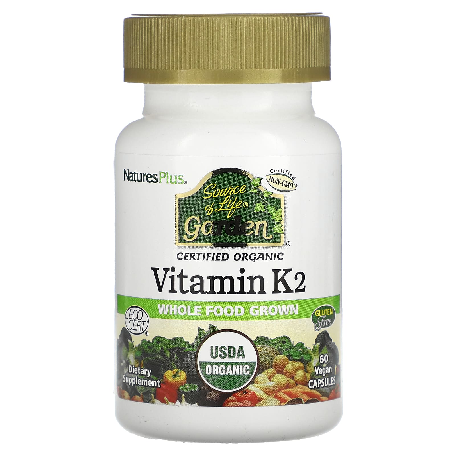 Nature's Plus, Source of Life, Garden, Organic Vitamin K2, 60 Capsules UPC 097467307377 | Hilife Vitamins