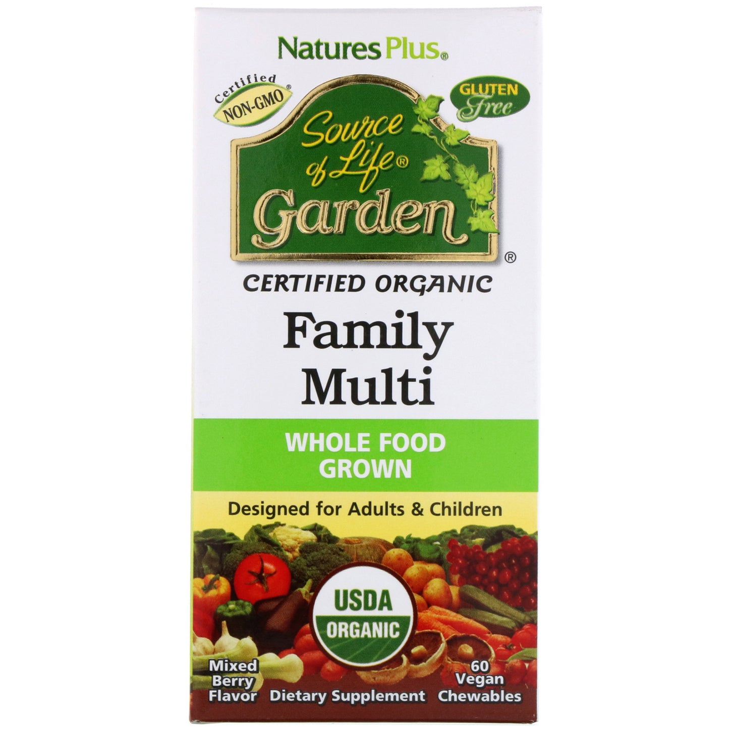 Nature's Plus, Source Of Life Garden Family, 60 Vegan Chewables UPC 097467307506 | Hilife Vitamins