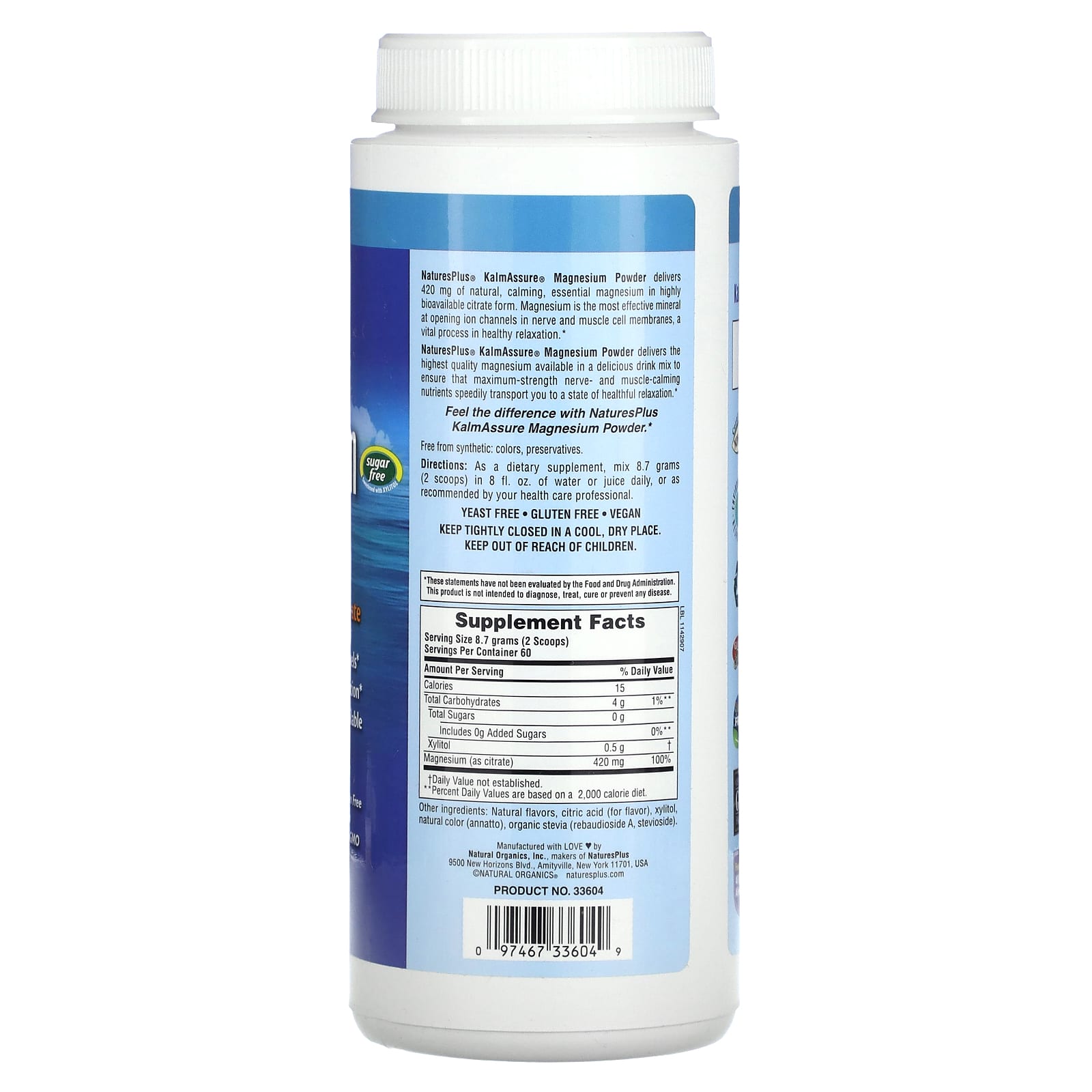 Nature's Plus, Kalmassure Magnesium Powder, 18.4 Oz UPC 097467336049 | Hilife Vitamins