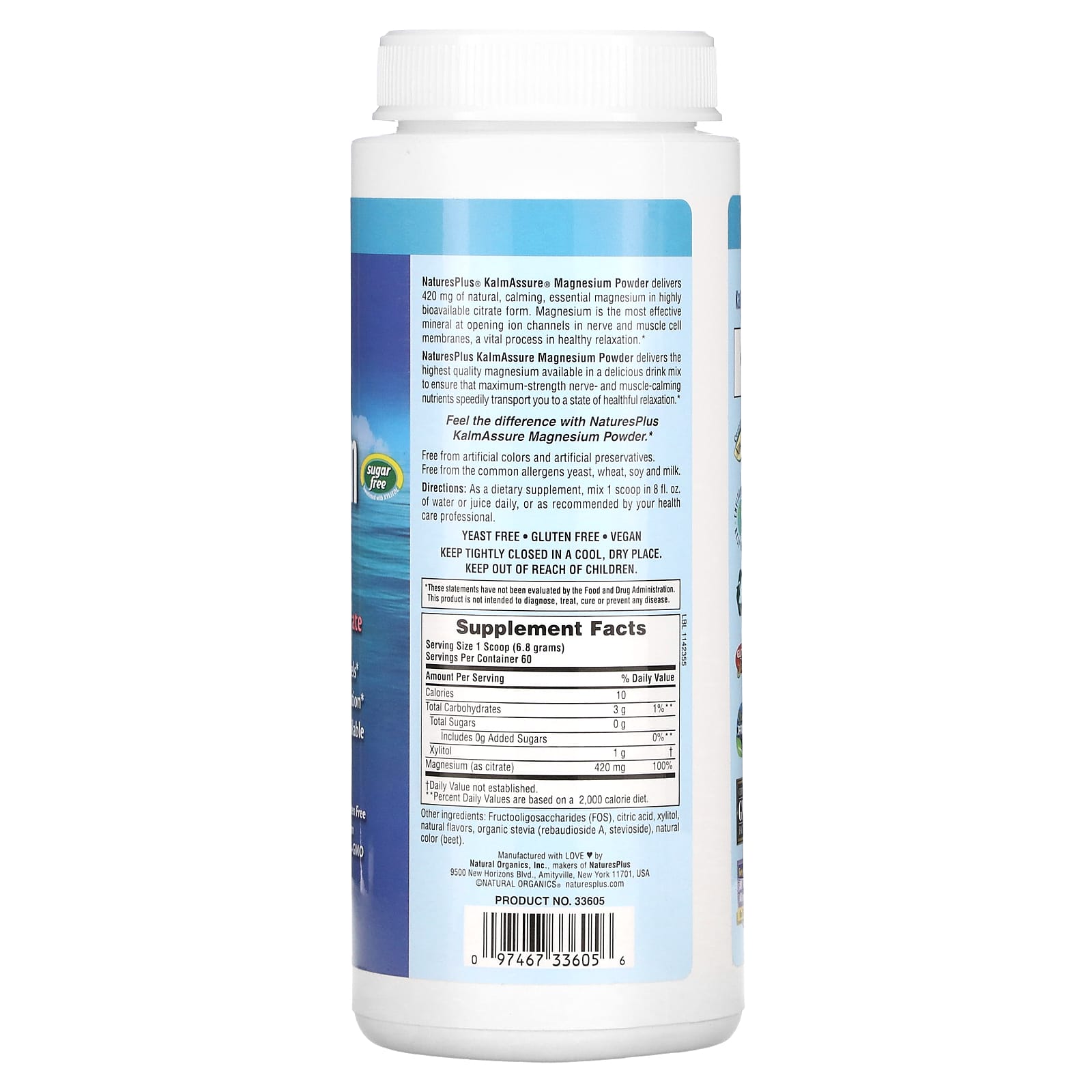 Nature's Plus, Kalmassure Magnesium Powder, Refreshing Pink Lemon, 14.4 Oz UPC 097467336056 | Hilife Vitamins