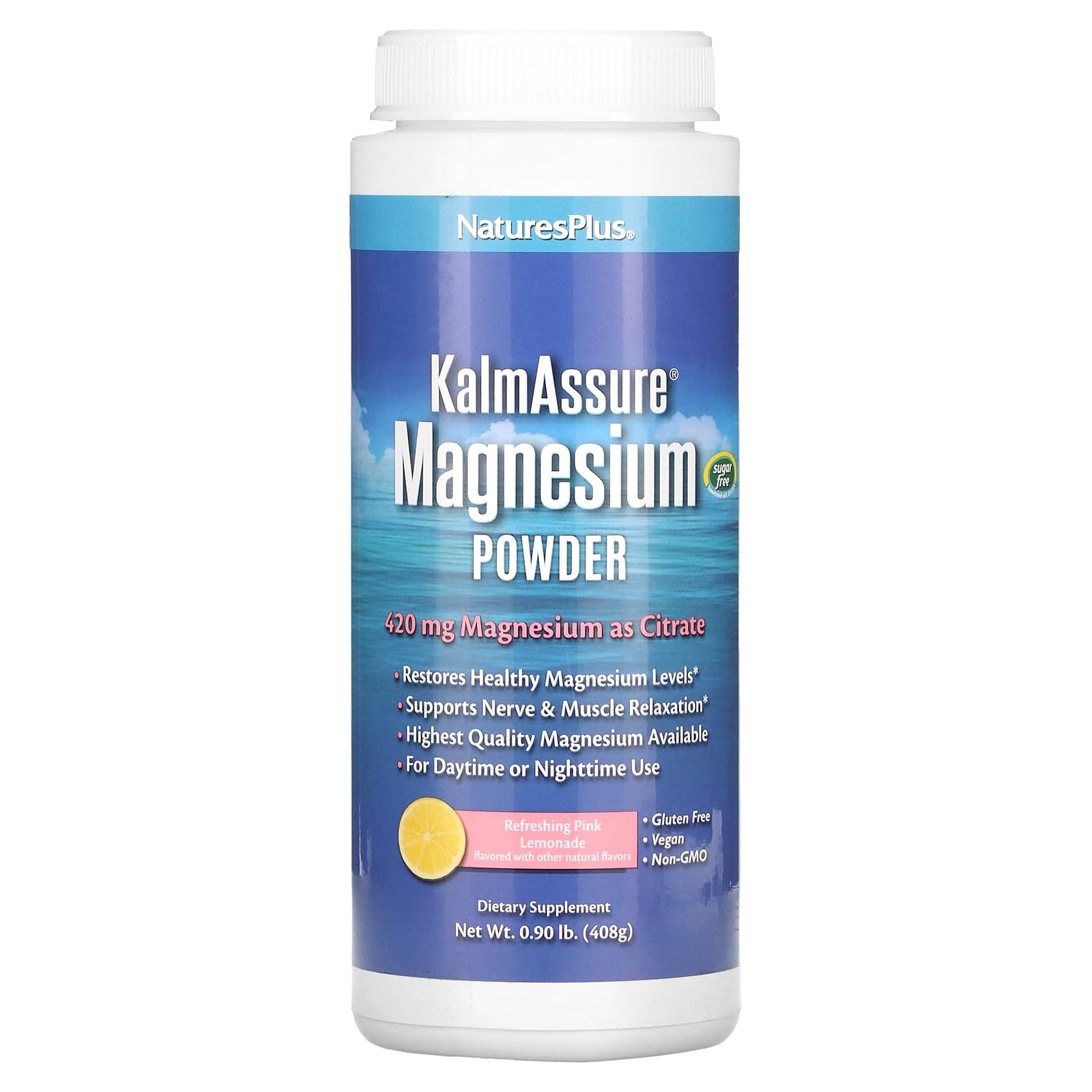 Nature's Plus, Kalmassure Magnesium Powder, Refreshing Pink Lemon, 14.4 Oz UPC 097467336056 | Hilife Vitamins