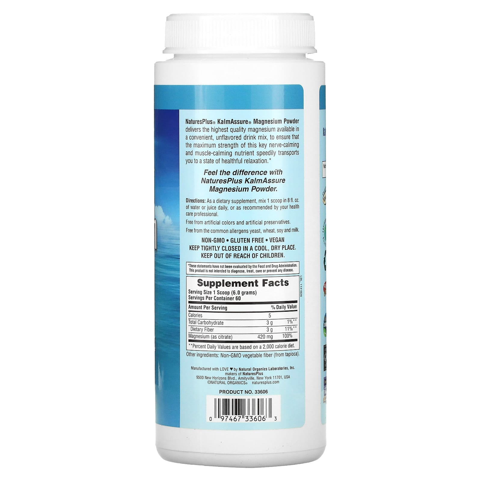 Nature's Plus, KalmAssure Magnesium Powder, Unflavored, 12.8 Oz UPC 097467336063 | Hilife Vitamins
