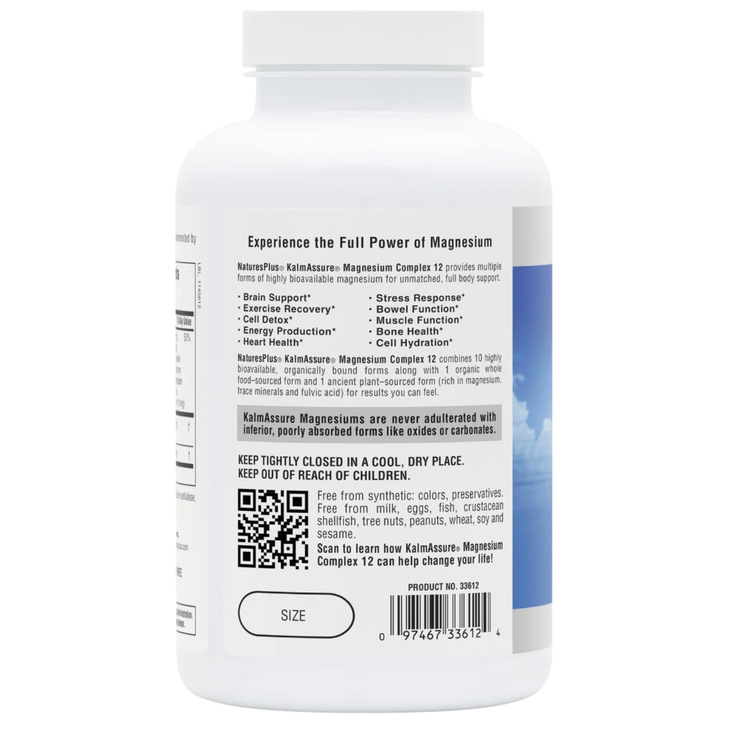 Nature’s Plus, KalmAssure Magnesium Complex 12, 180 Capsules UPC 097467336124 | HiLife Vitamins