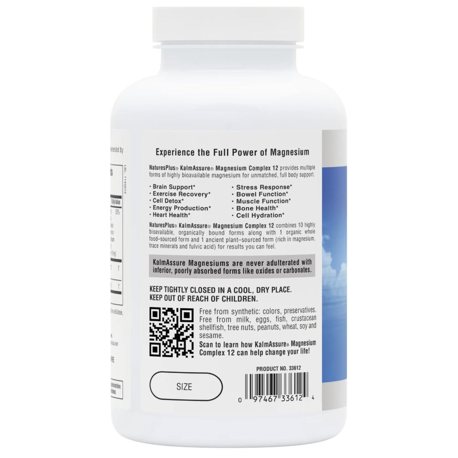 Nature’s Plus, KalmAssure Magnesium Complex 12, 180 Capsules UPC 097467336124 | HiLife Vitamins