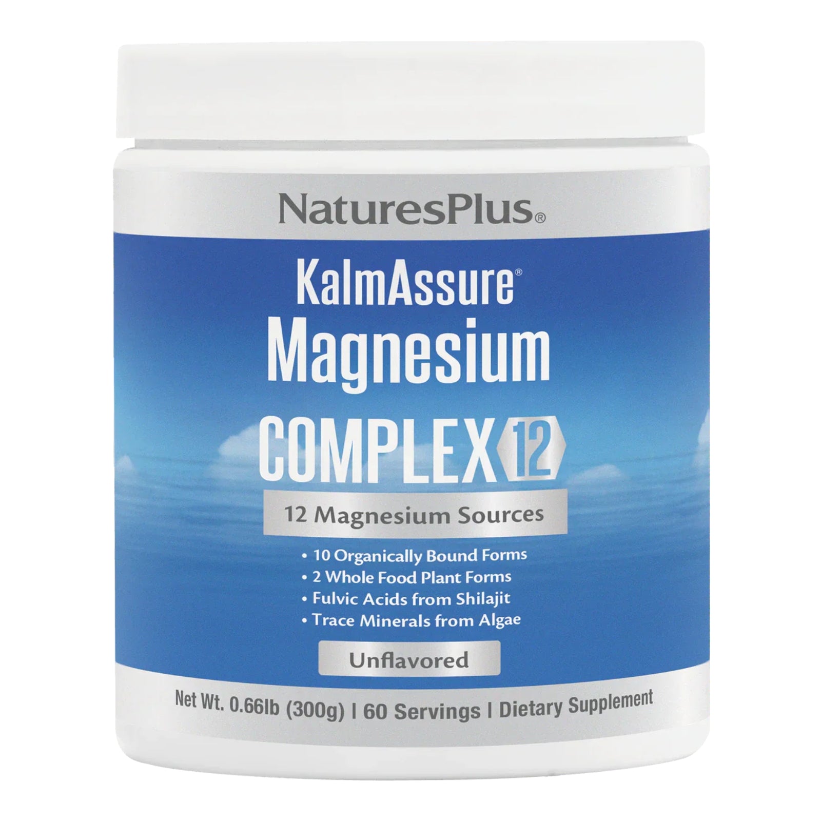 Nature’s Plus, KalmAssure Magnesium Complex 12, 0.66lb (300g) UPC 097467336179 | HiLife Vitamins