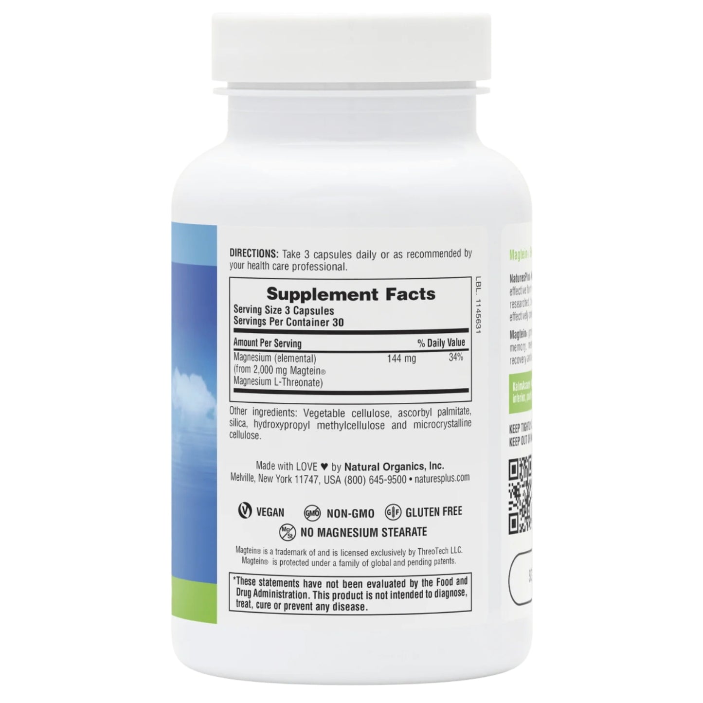 Nature’s Plus, KalmAssure® Magtein®, 90 Capsules UPC 097467336209 | HiLife Vitamins